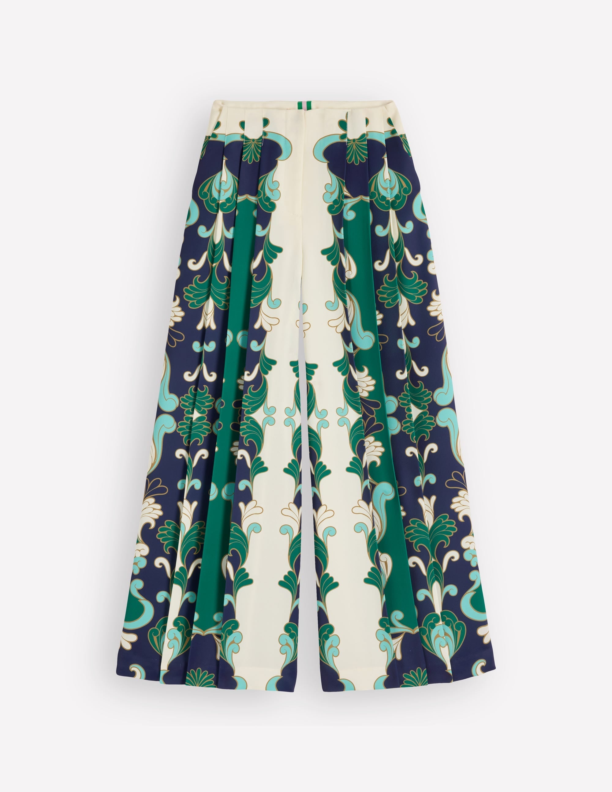 Regent Wide Leg Pants-Ivory, Foliage Whirl