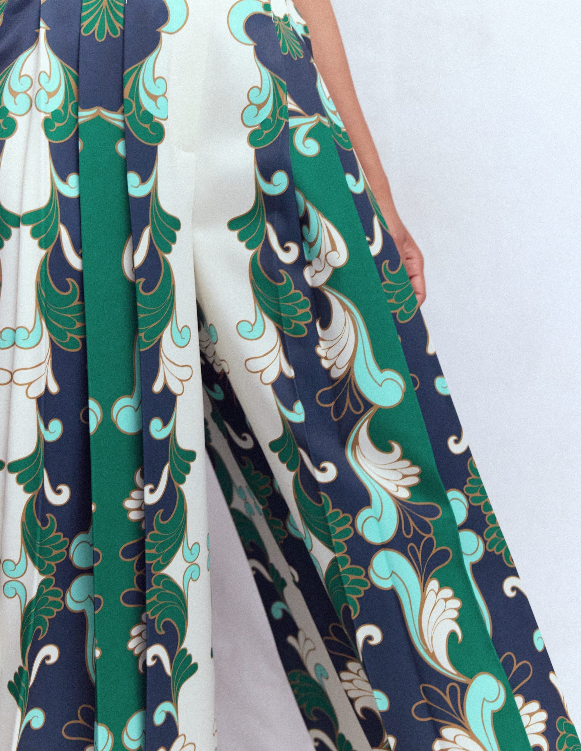 Regent Wide Leg Pants-Ivory, Foliage Whirl