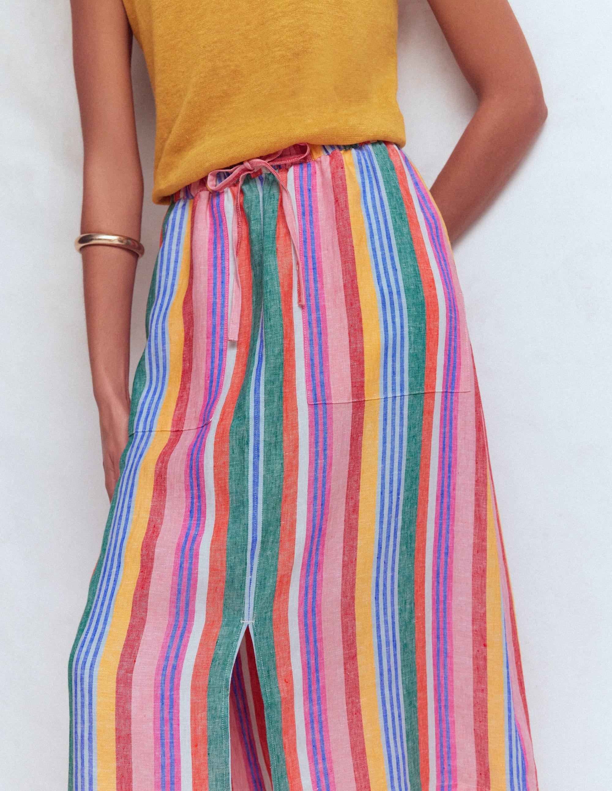 Layla Linen Skirt-Hot Varigated Multistripe