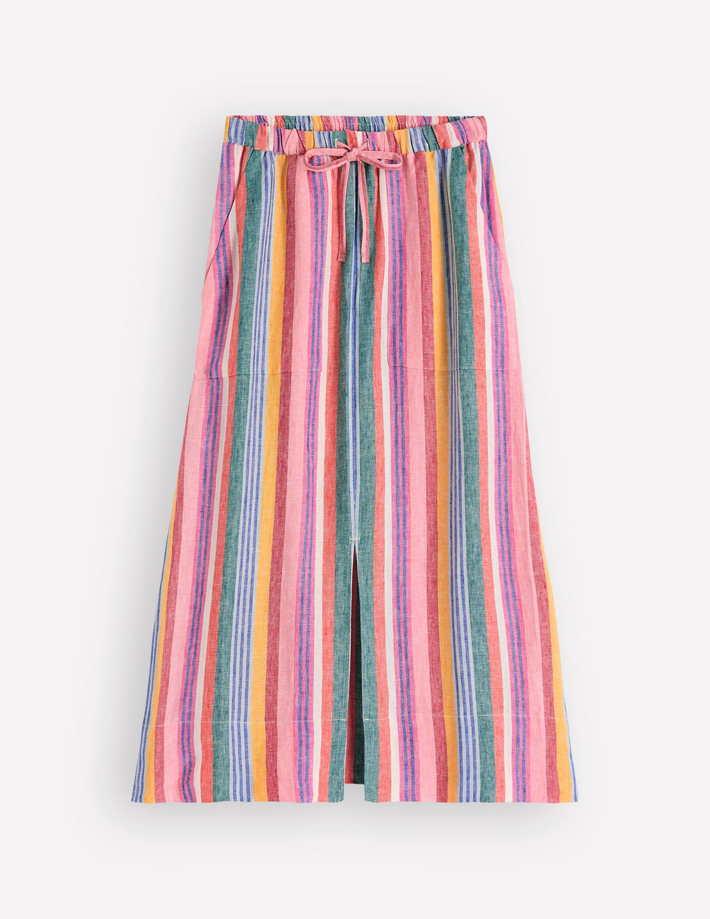 Layla Linen Skirt-Hot Varigated Multistripe
