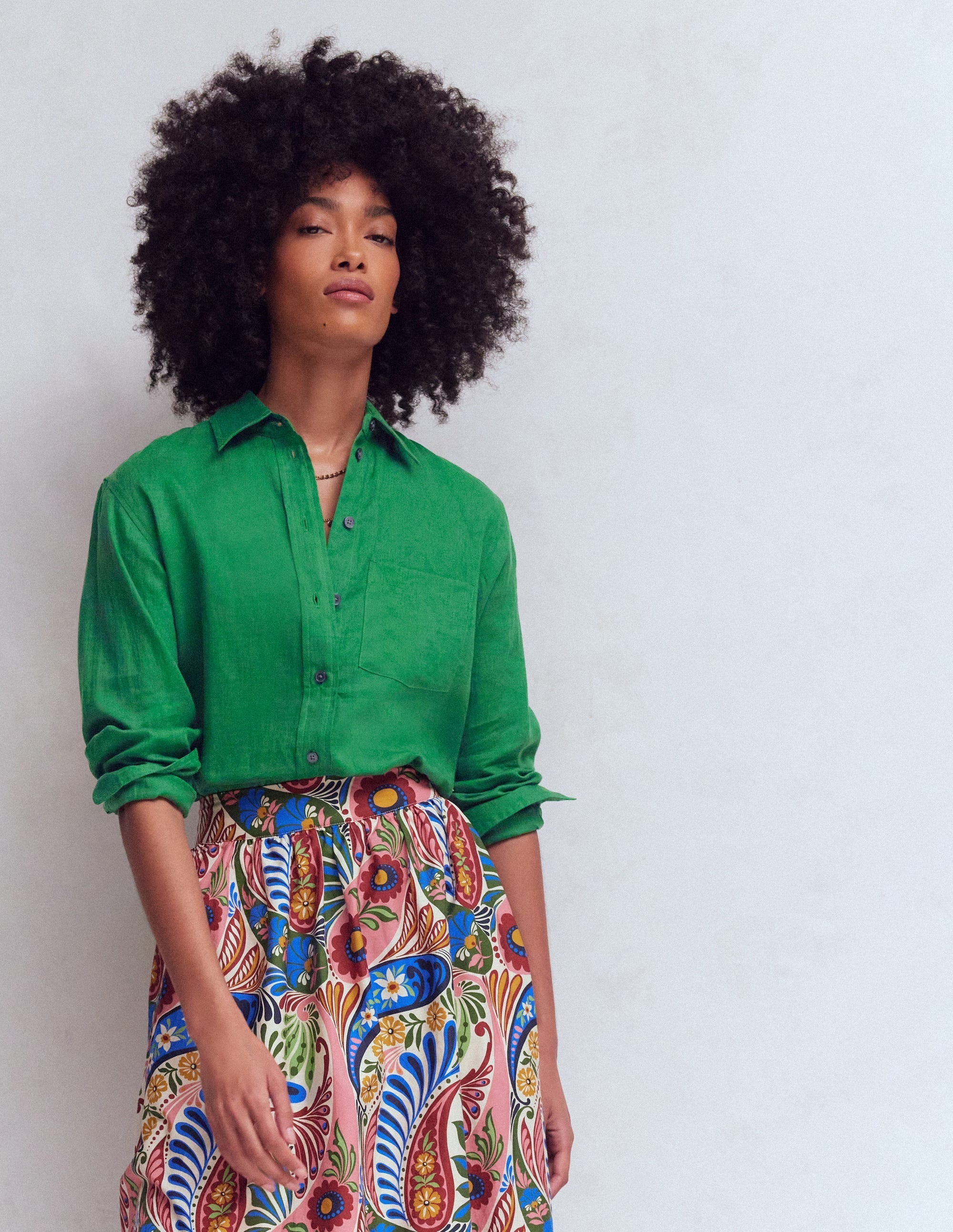 Sadie Relaxed Linen Shirt-Fresh Green