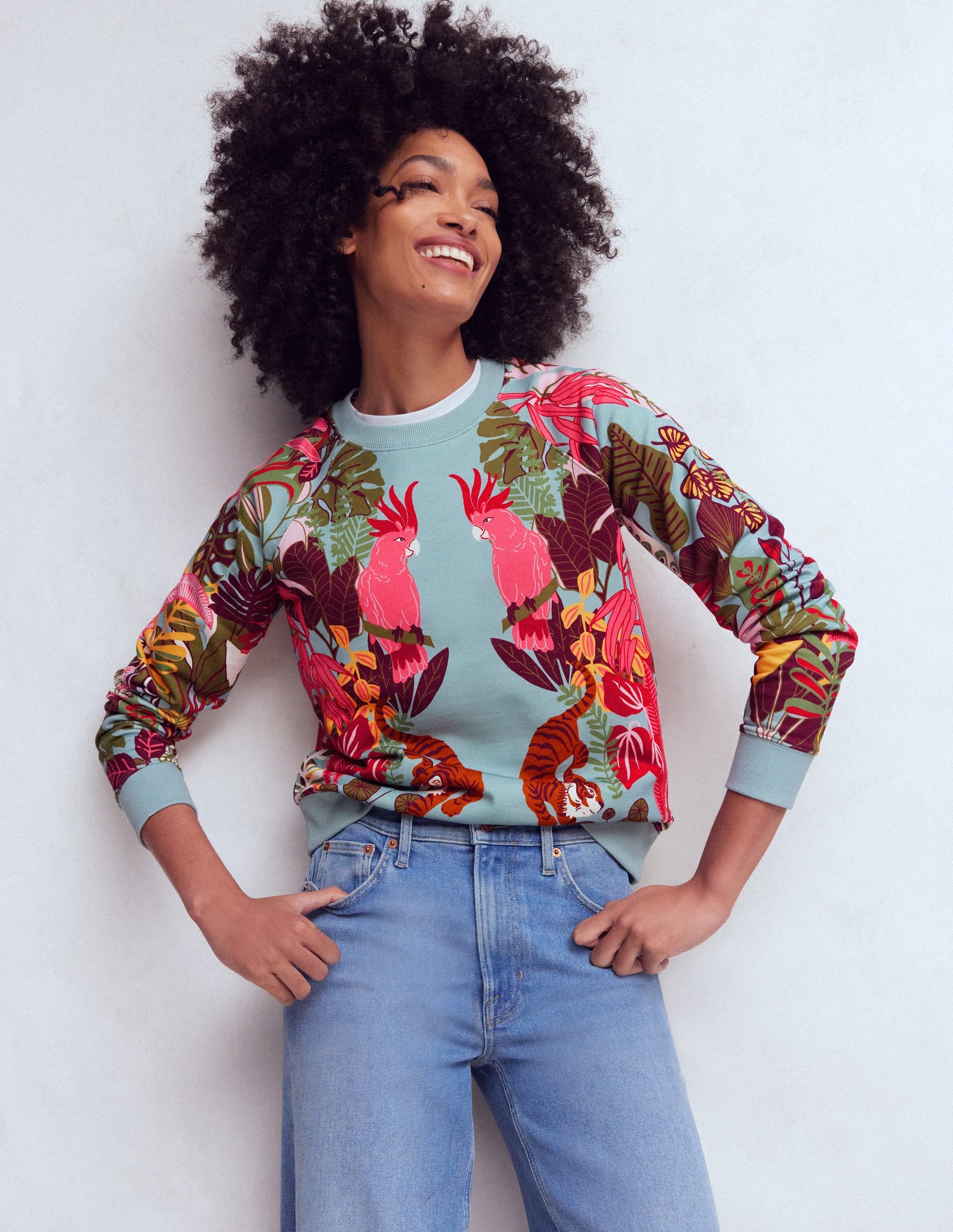 Emi Printed Sweatshirt-Tropical Safari Placement