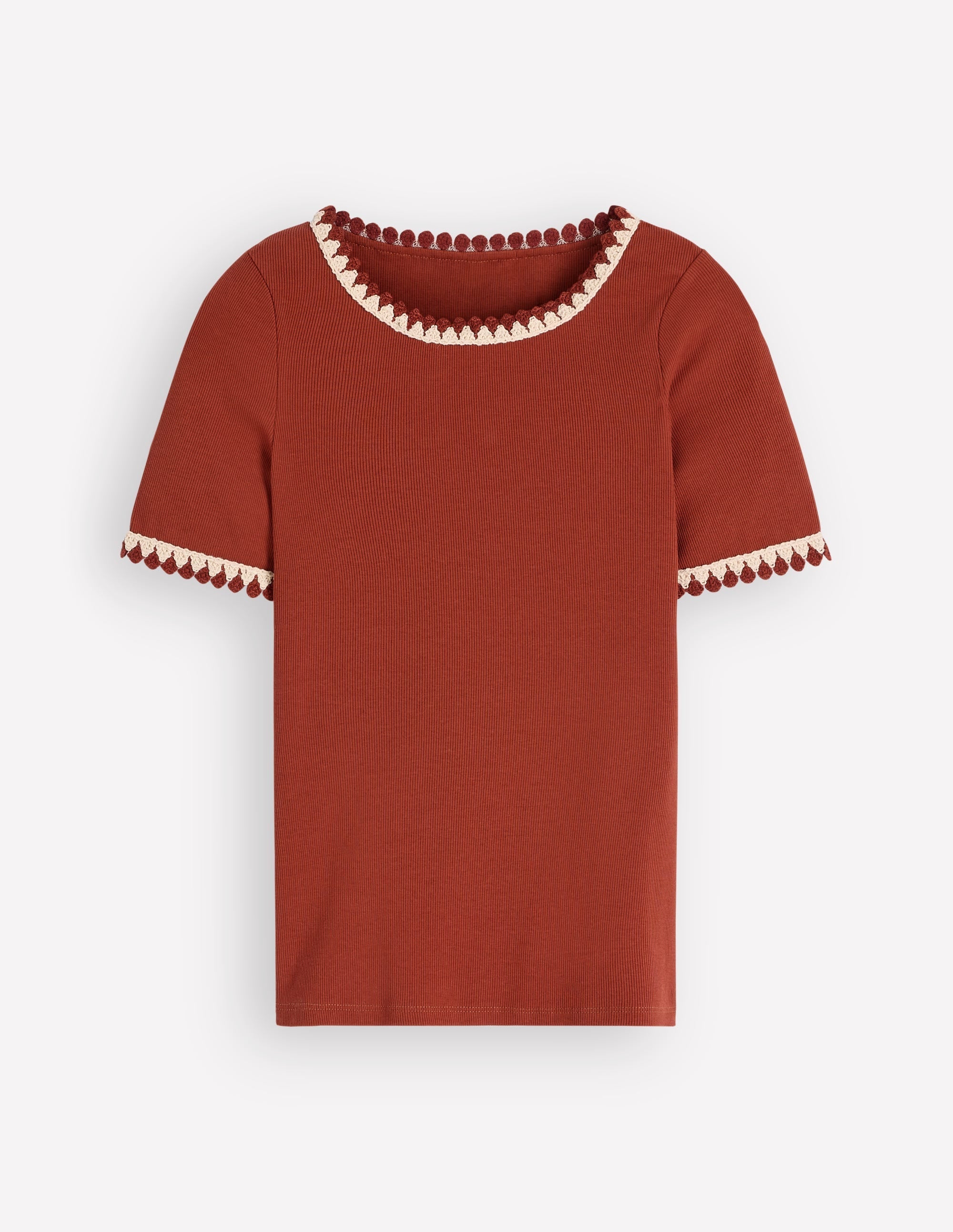 Maddie Trim Detail T-Shirt-Burnt Orange