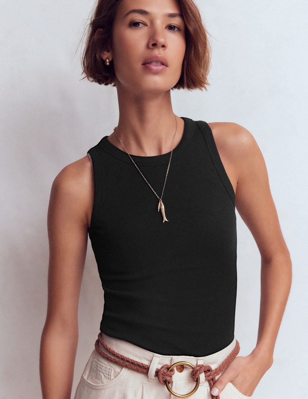 Ribbed Racer Vest-Black