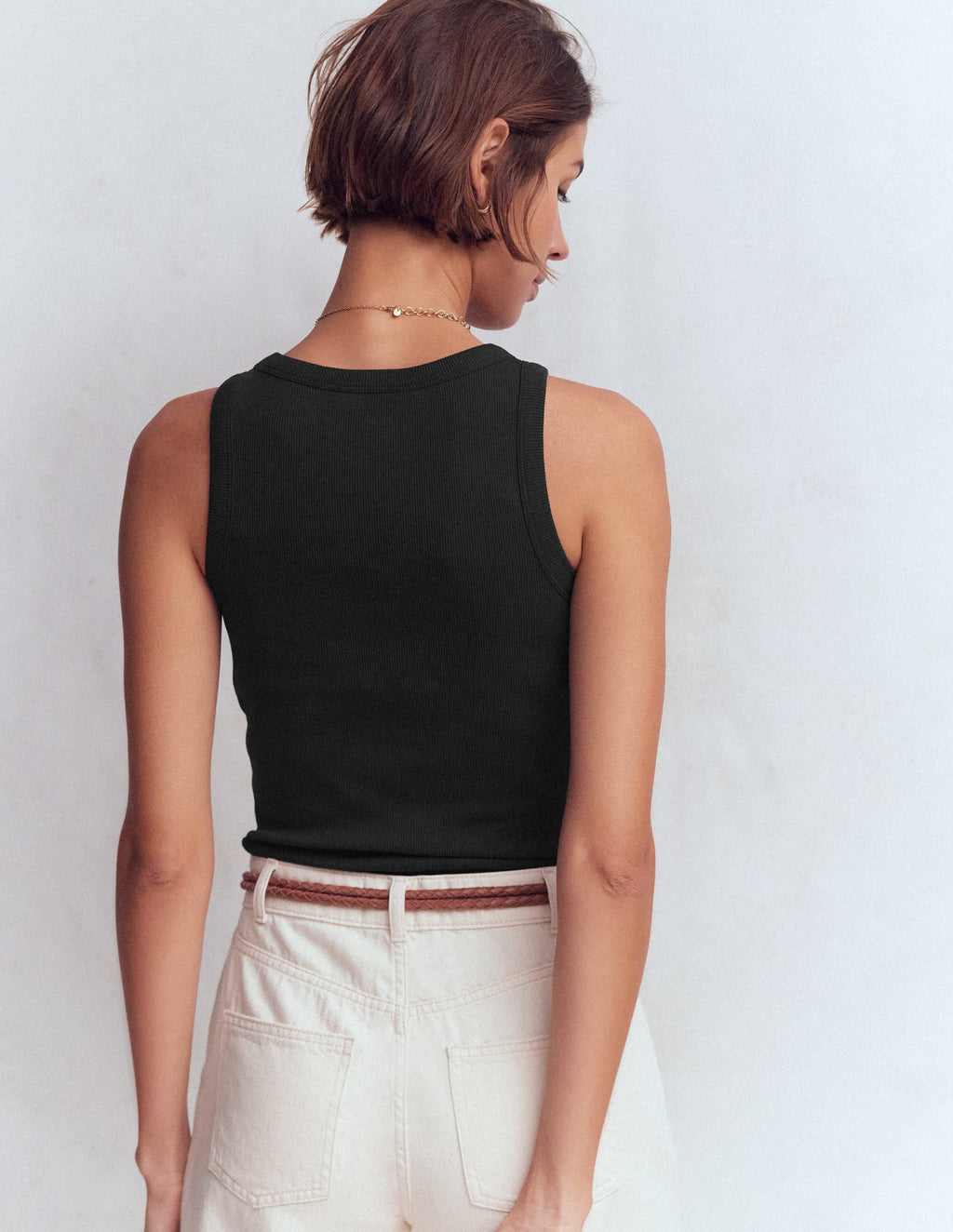Ribbed Racer Vest-Black