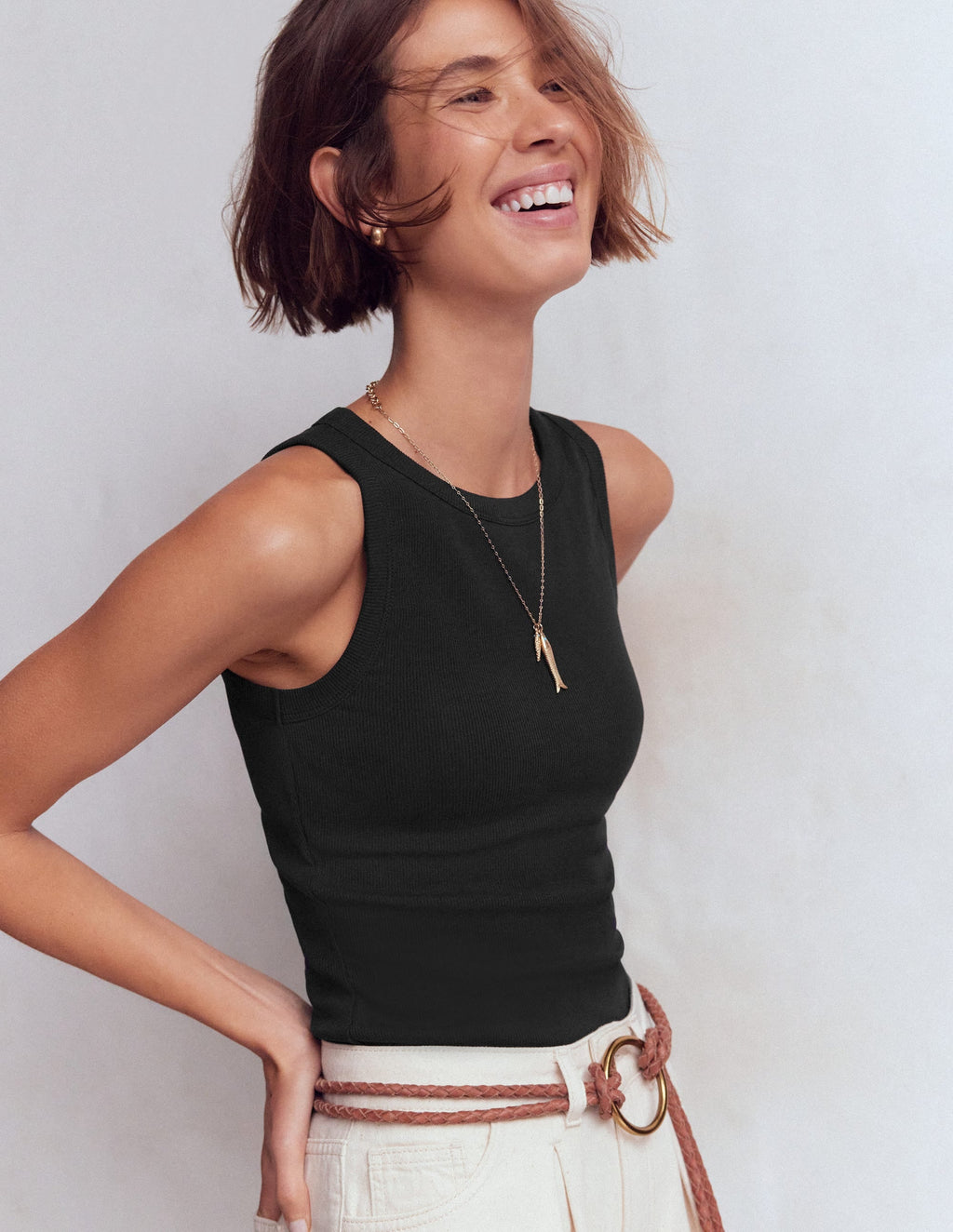 Ribbed Racer Vest-Black