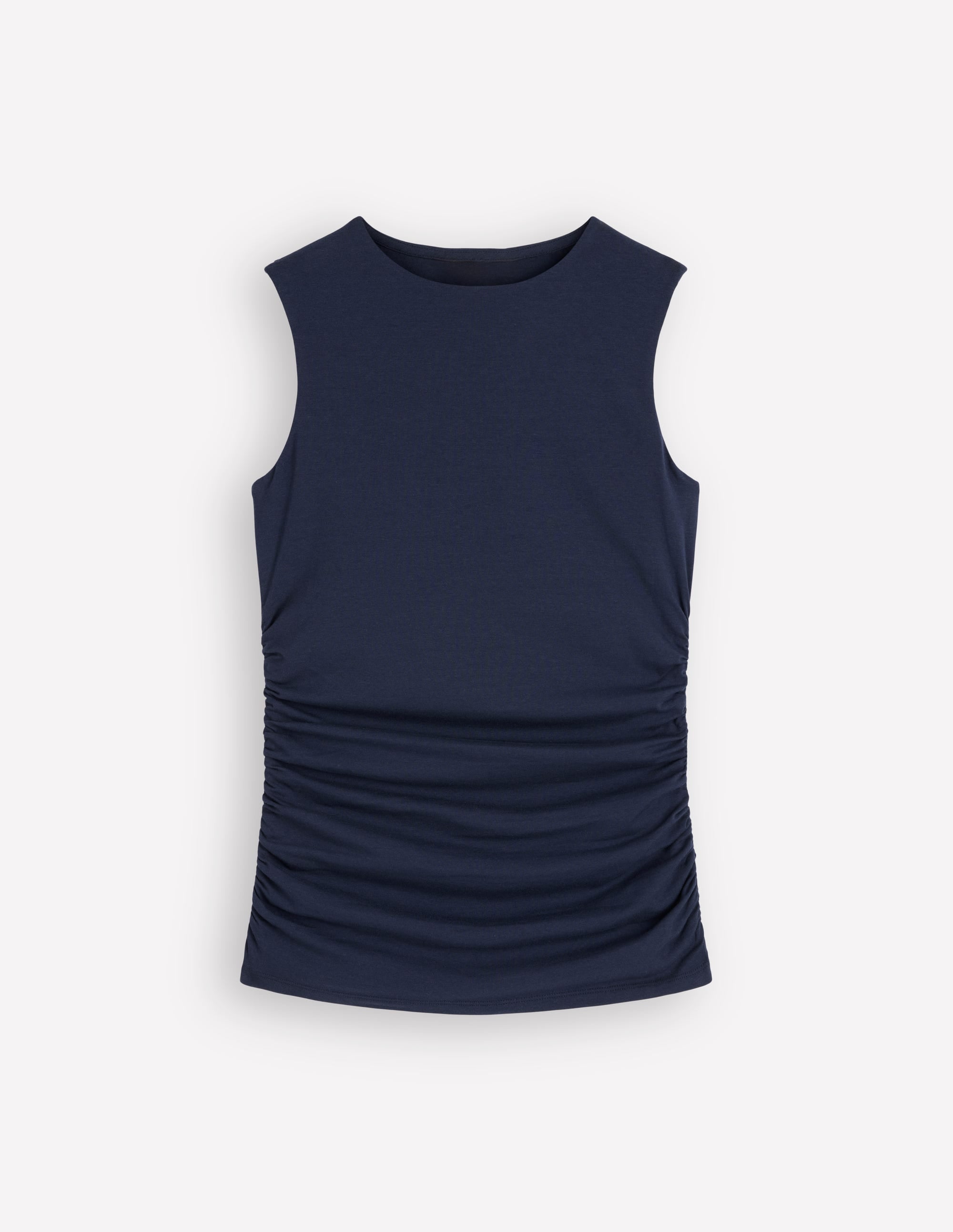 Tia Sleeveless Ruch Jersey Top-Navy