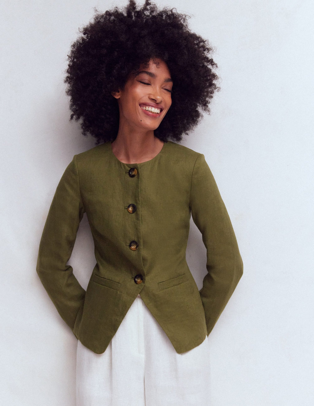 Hampstead Linen Blazer-Woodland Green