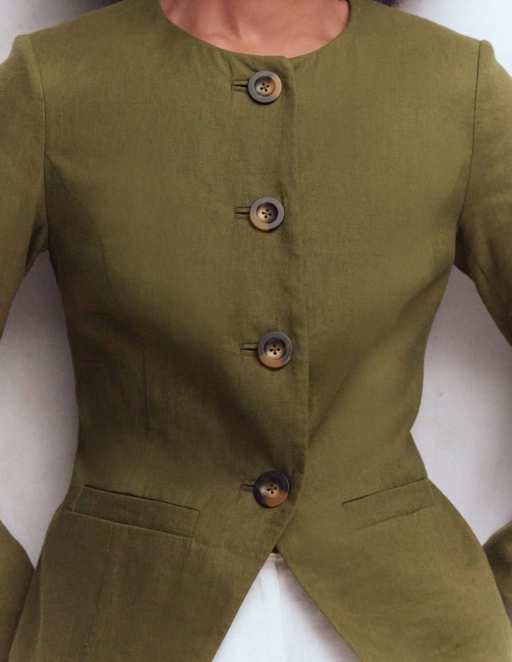 Hampstead Linen Blazer-Woodland Green