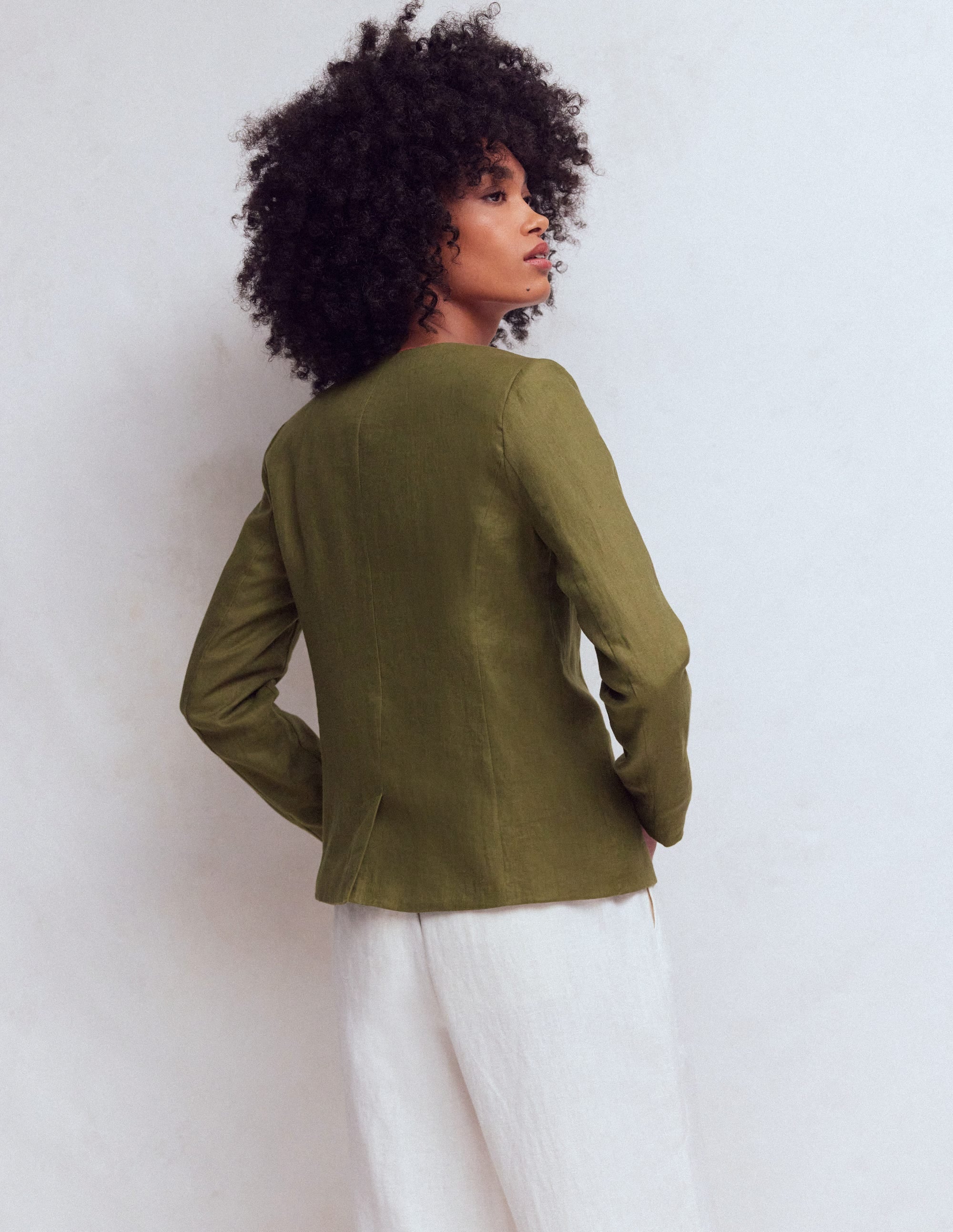 Hampstead Linen Blazer-Woodland Green