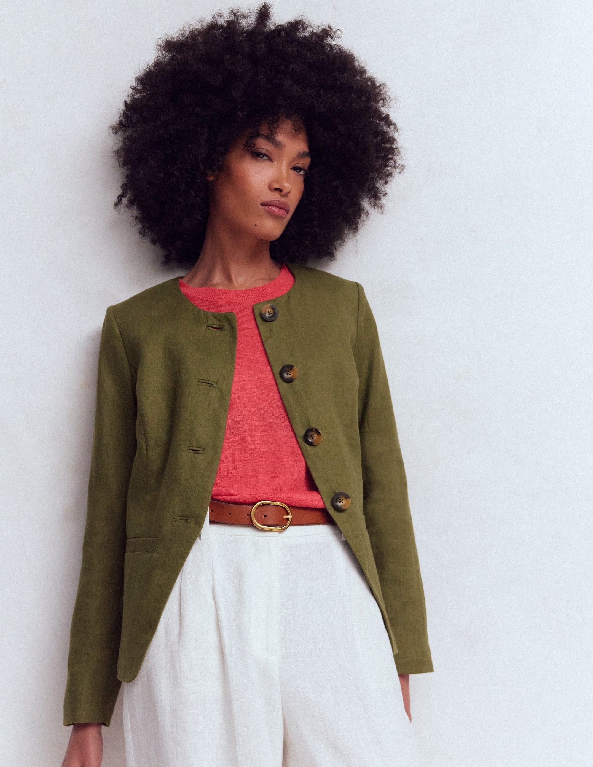 Hampstead Linen Blazer-Woodland Green