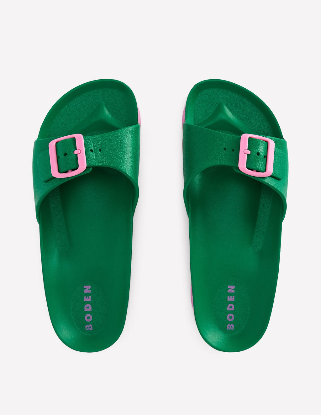 Lyla Single Buckle Sliders-Green/Pink
