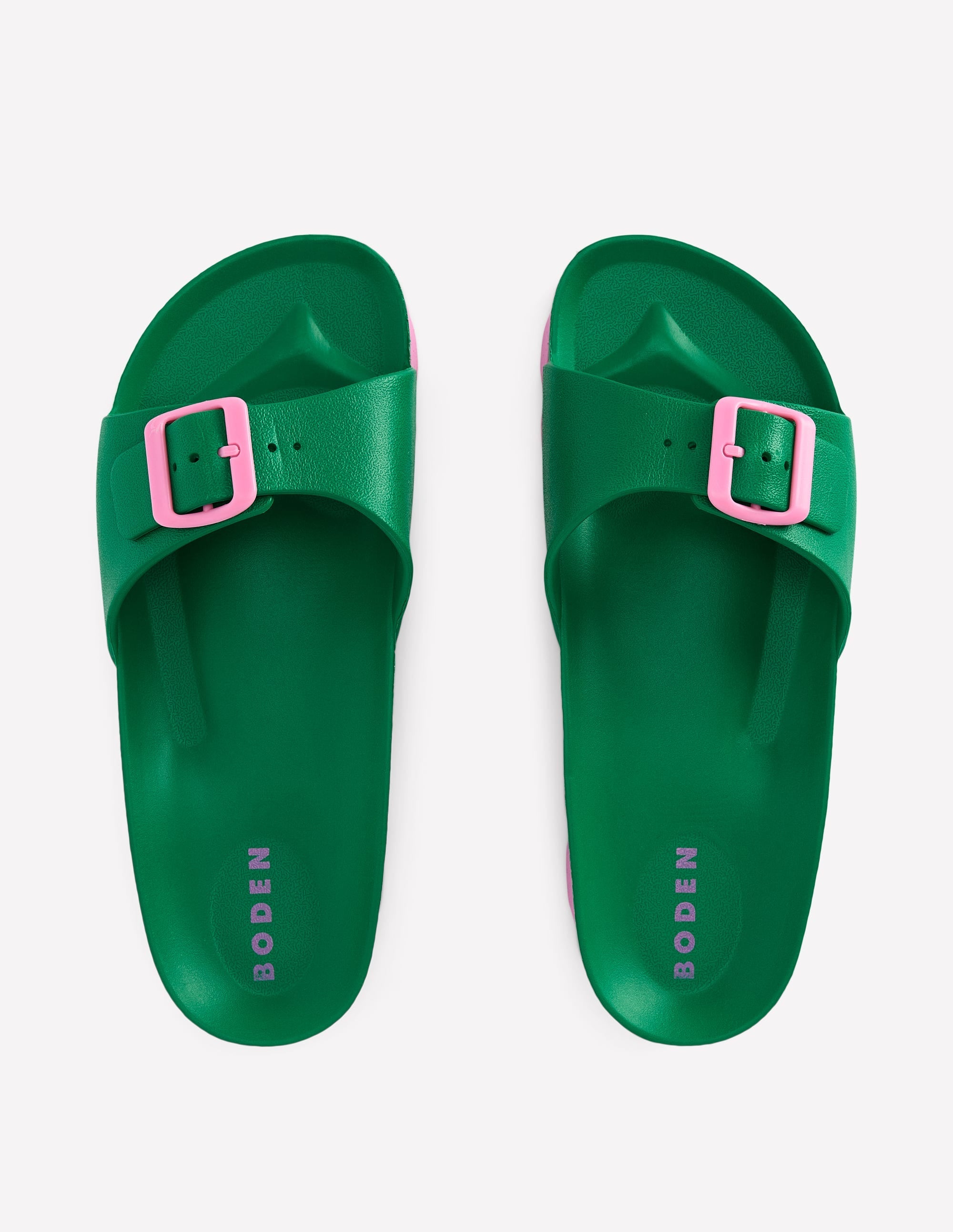 Lyla Single Buckle Sliders-Green/Pink