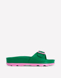 Lyla Single Buckle Sliders-Green/Pink