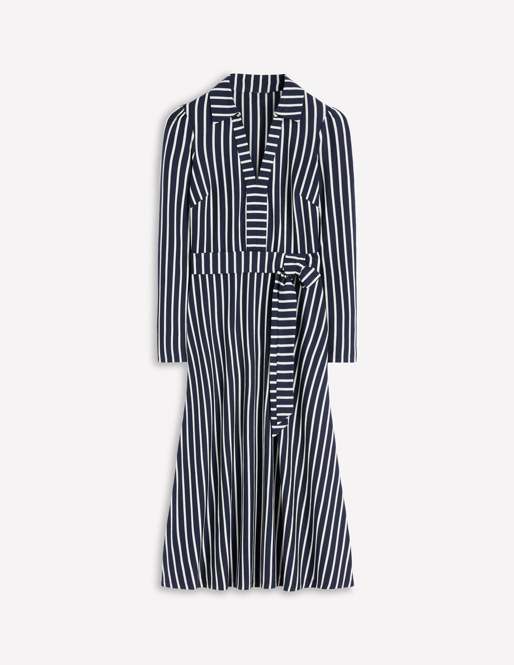 Imogen Collared Jersey Dress-French Navy and Ivory Stripe