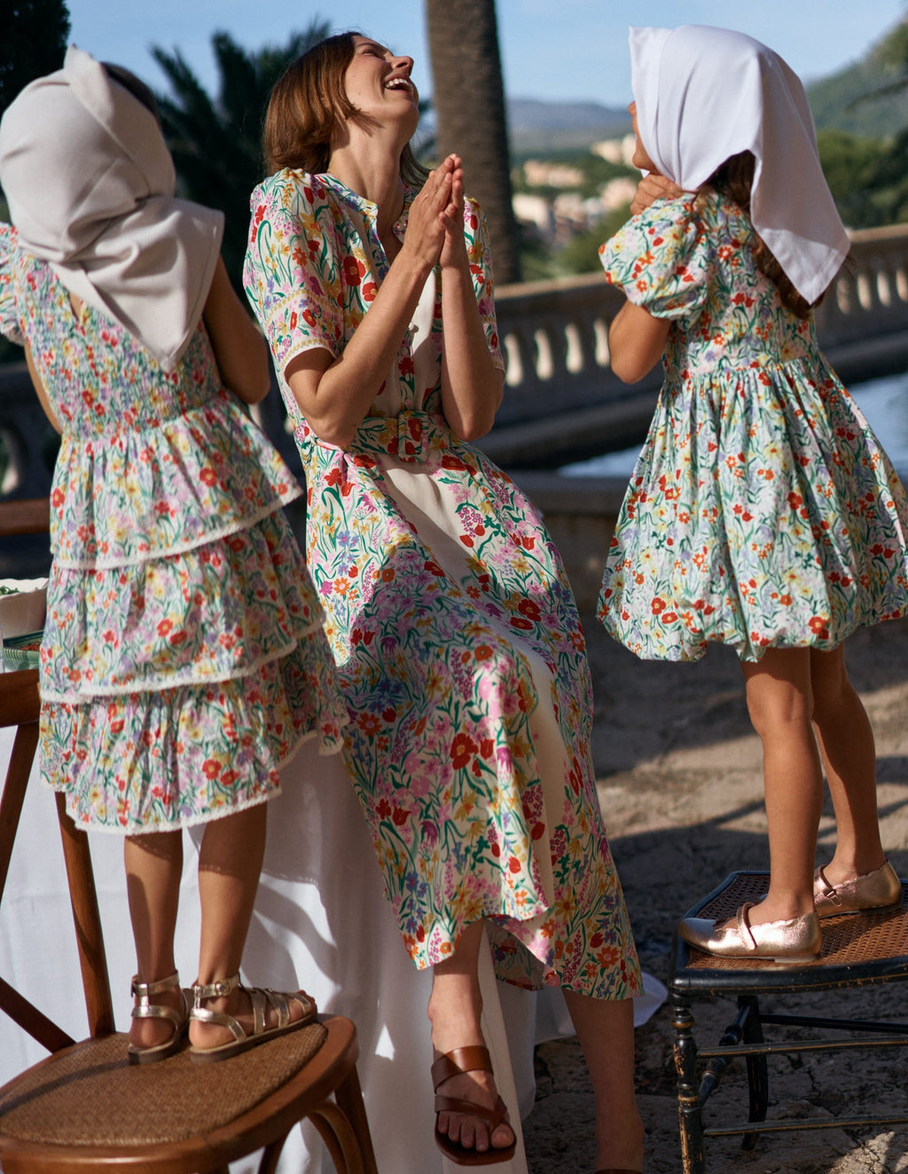 Kate Puff Sleeve Belted Dress-Ivory, Elegant Garden