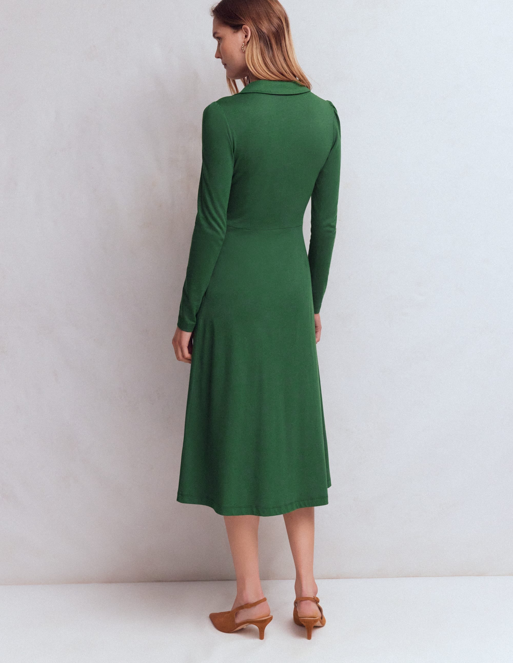 Carla Jersey Wrap Dress-Hunter Green