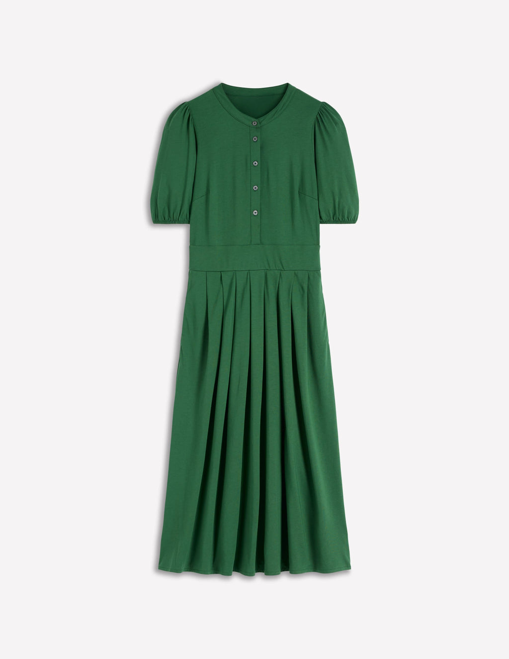 Amber Pleat Jersey Midi Dress-Hunter Green
