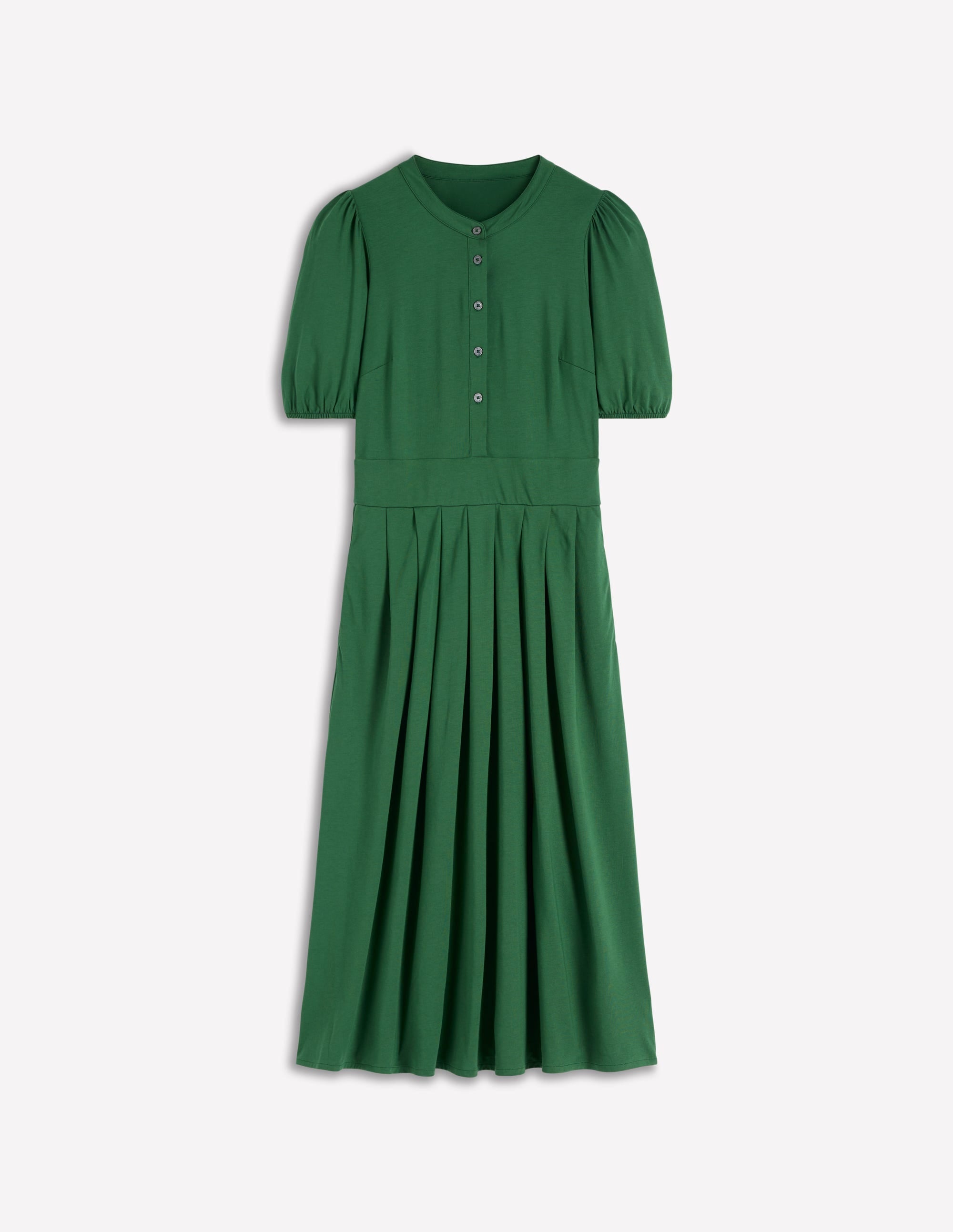 Amber Pleat Jersey Midi Dress-Hunter Green