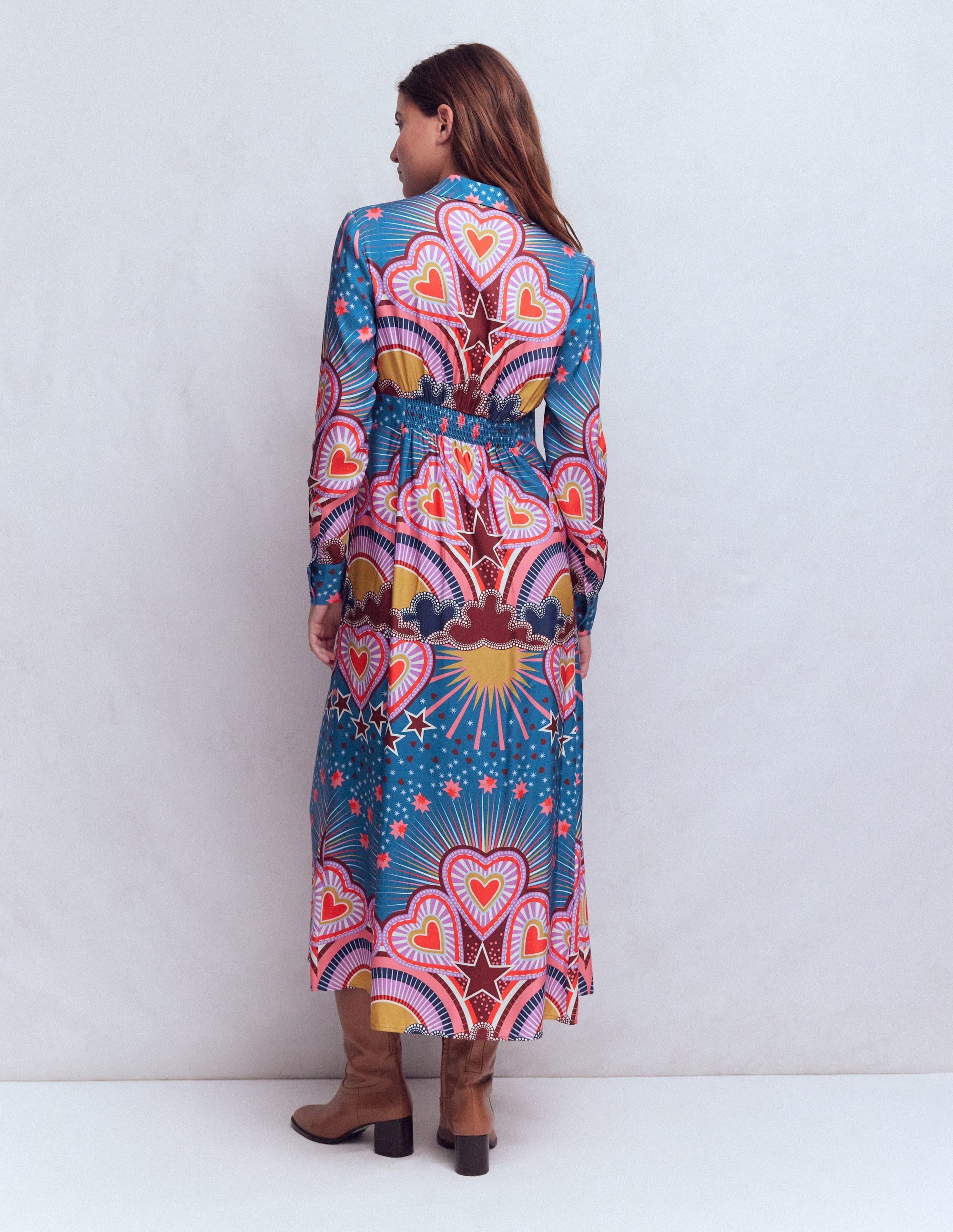 Empire Hotched Shirt Dress-Multi, Starburst Heart