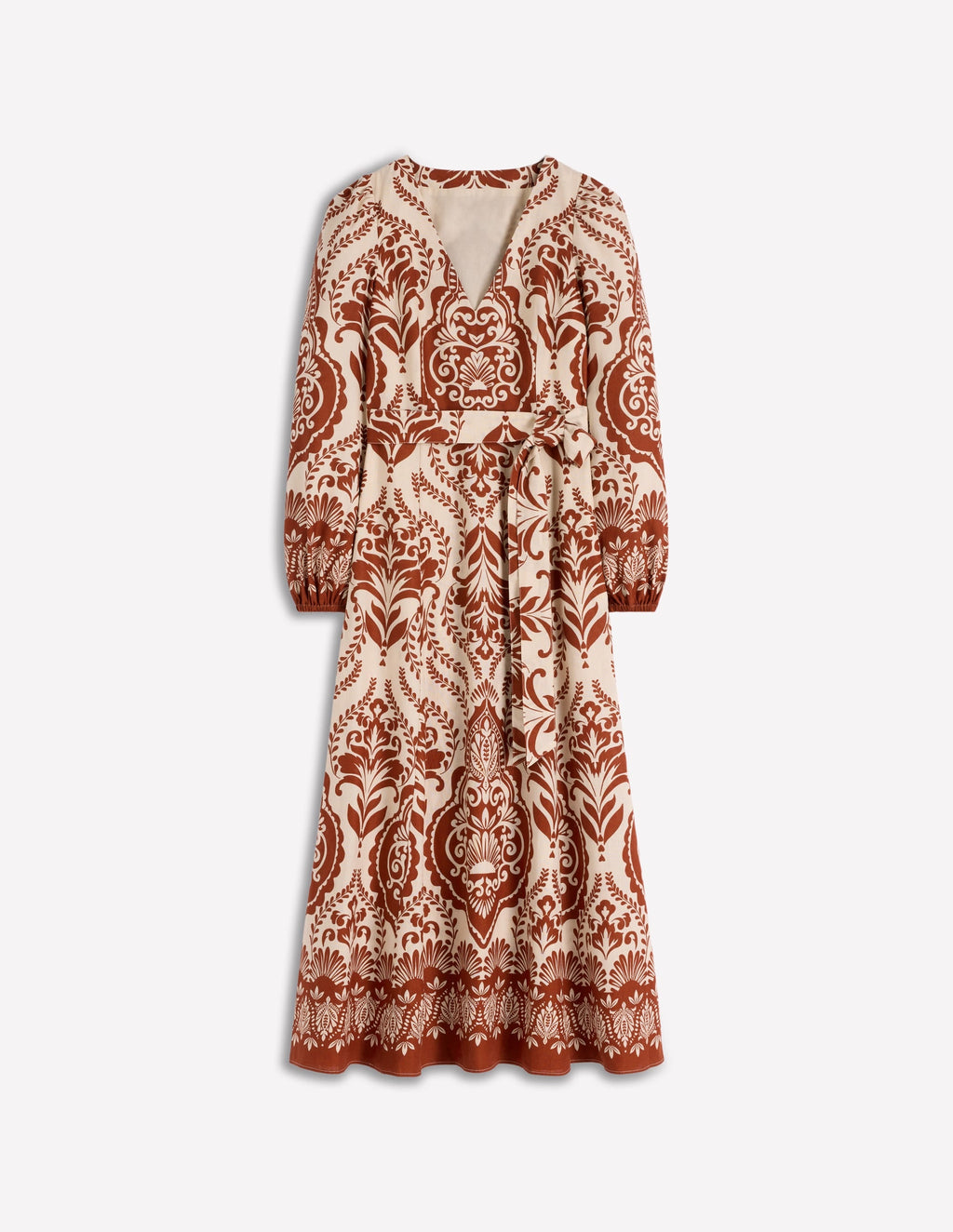 Florence Linen Blend Dress-Orange, Ornamental Garden