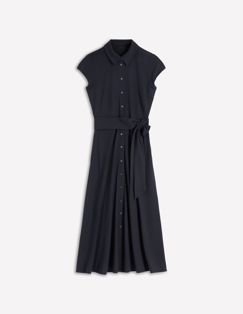 Marcia Jersey Shirt Dress-Navy