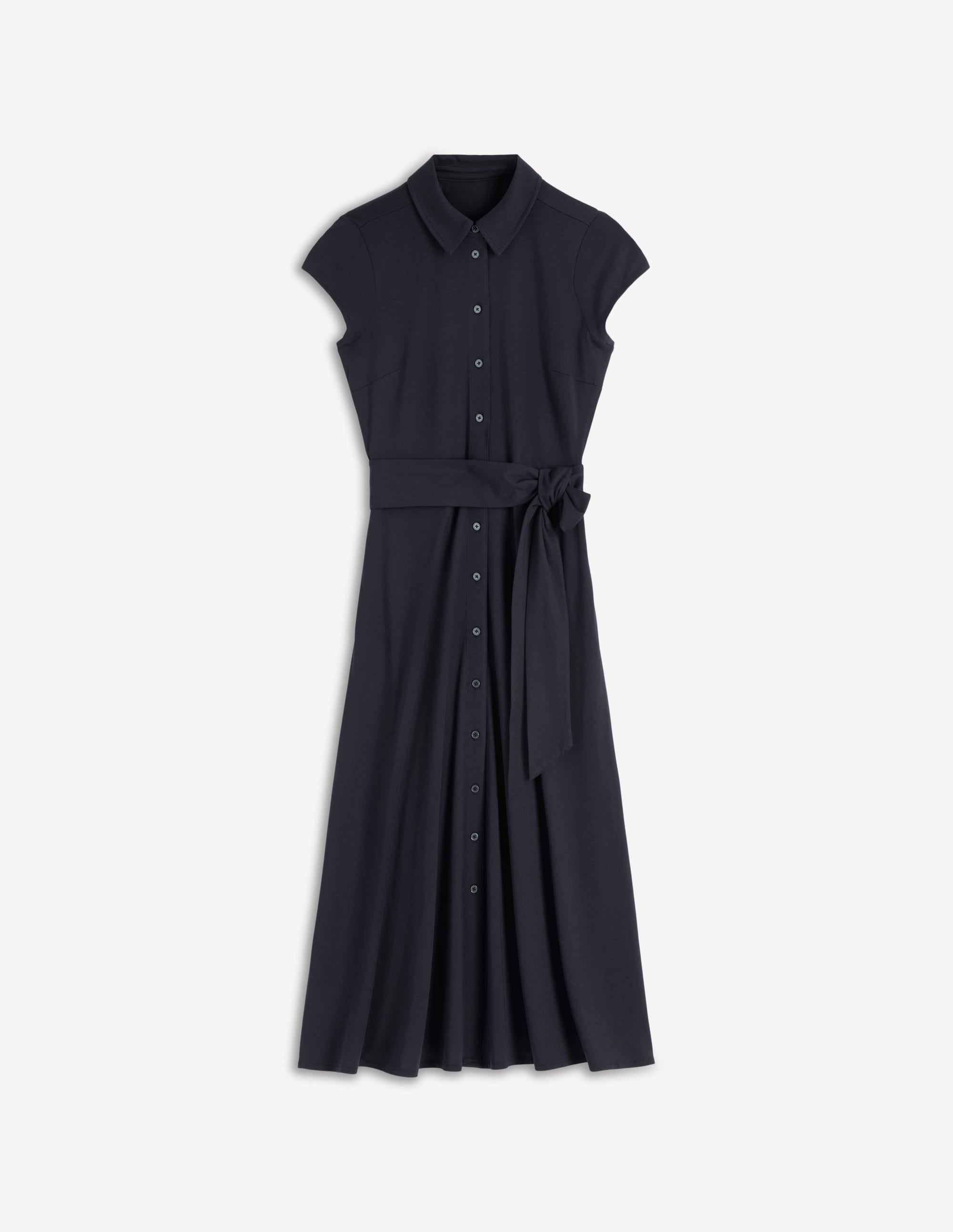 Marcia Jersey Shirt Dress-Navy