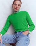 Eva Cashmere Crew Neck Sweater-Sapling Green