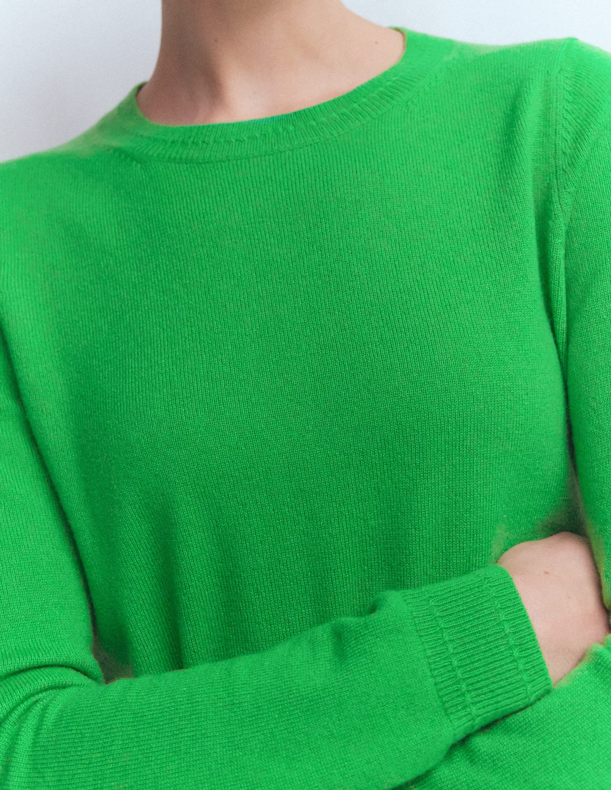 Eva Cashmere Crew Neck Sweater-Sapling Green