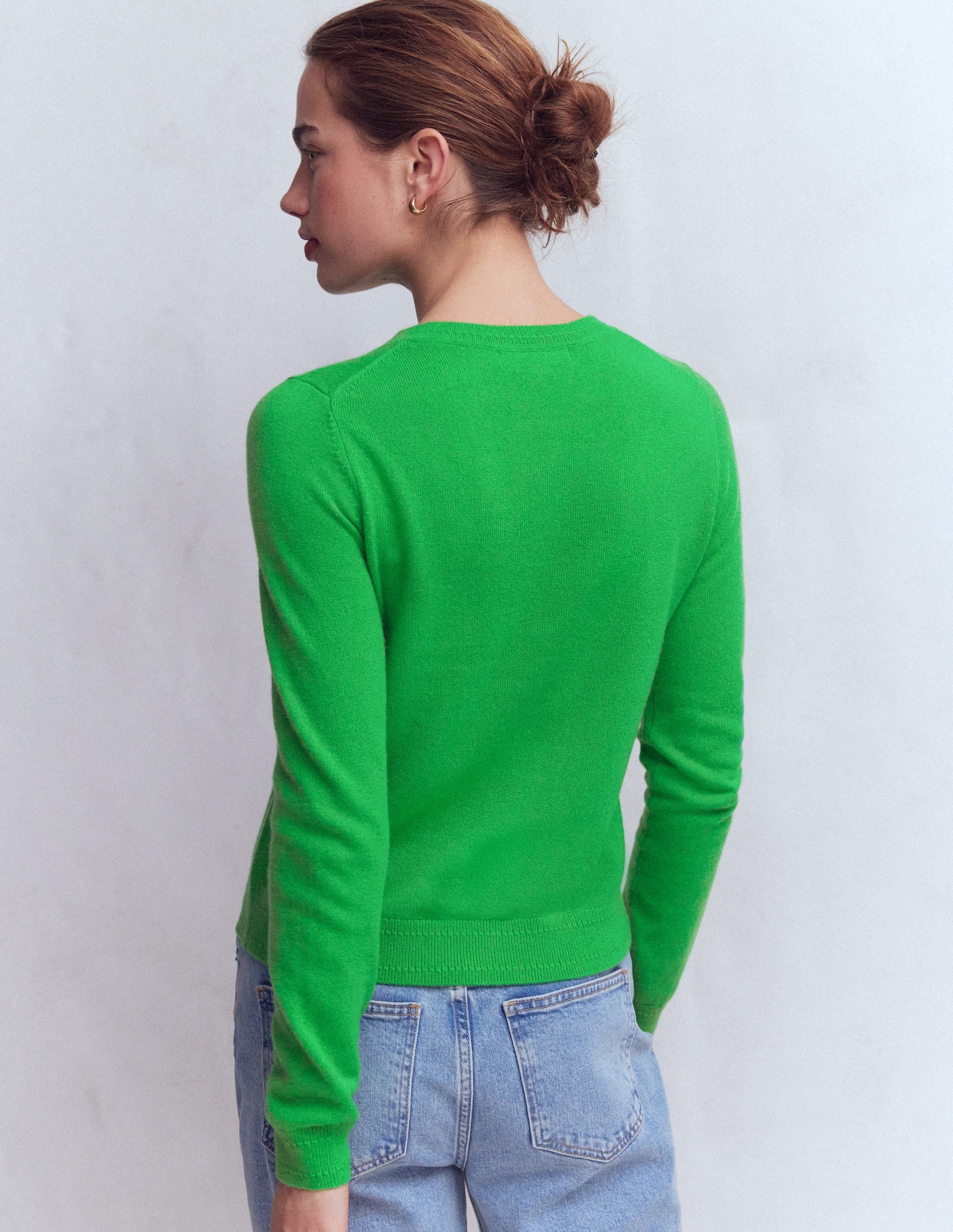 Eva Cashmere Crew Neck Sweater-Sapling Green
