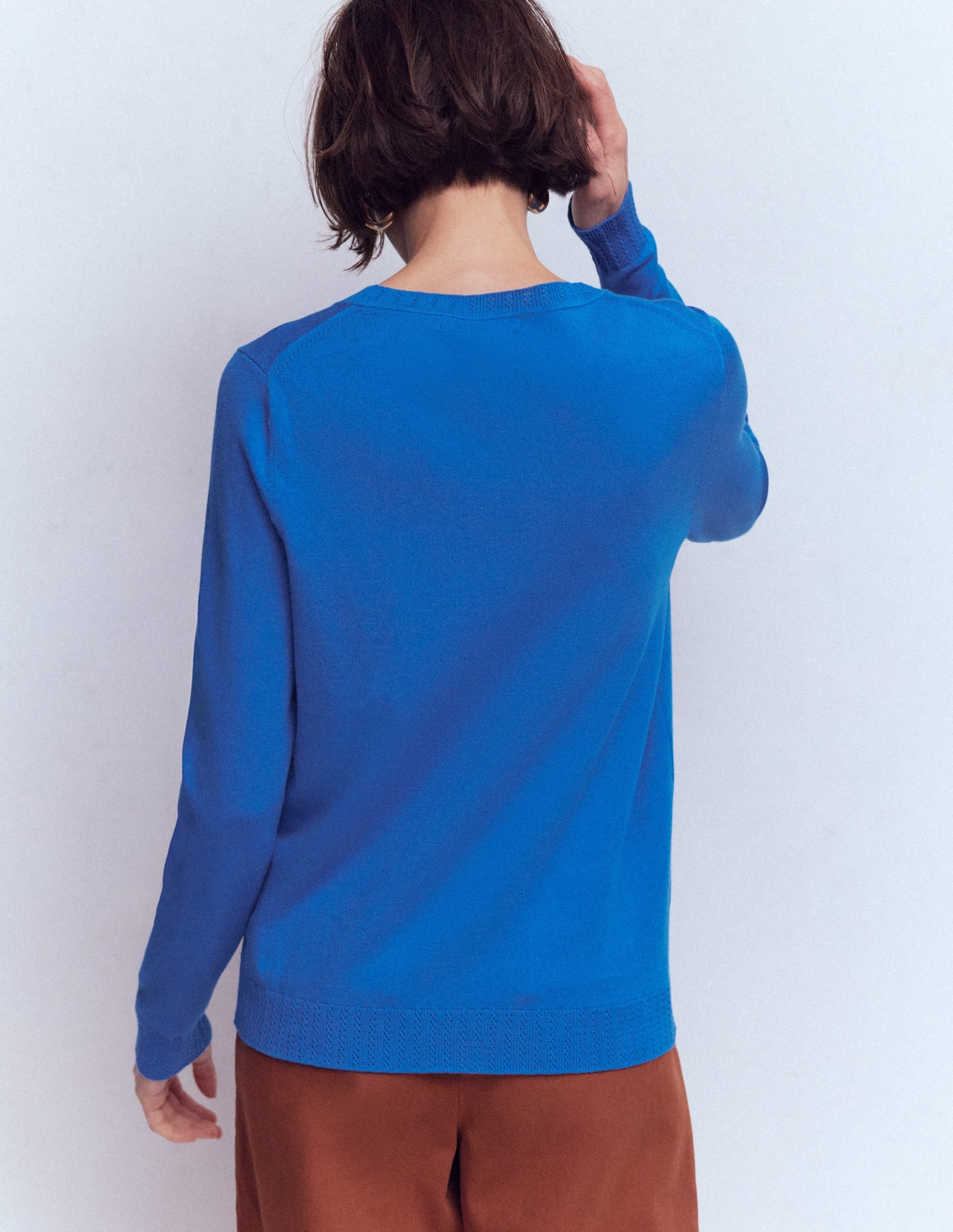 Emilia Cotton Crew Sweater-Kingfisher Blue
