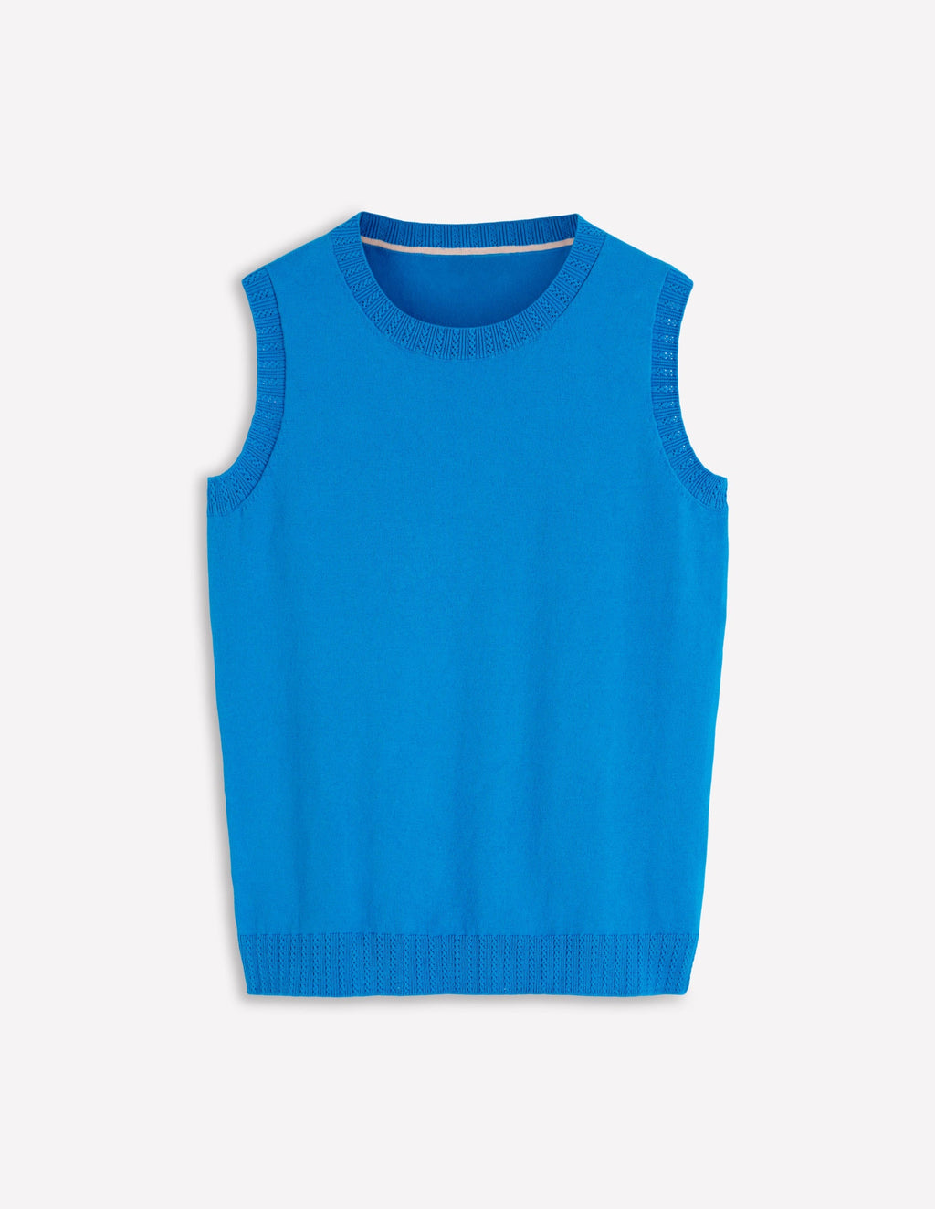 Emilia Cotton Crew Neck Vest-Kingfisher Blue