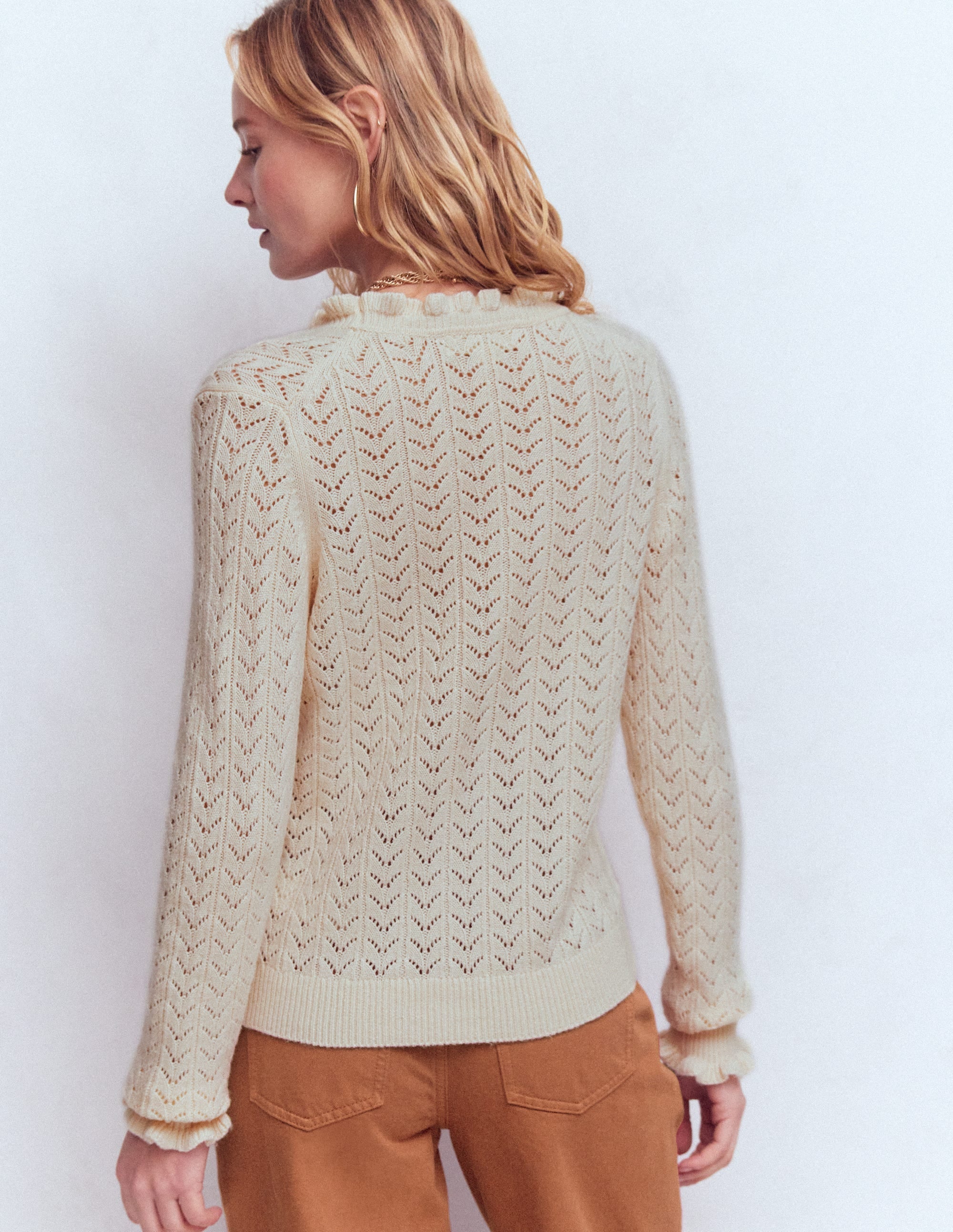 Eloise Frill Henley Jumper-Warm Ivory