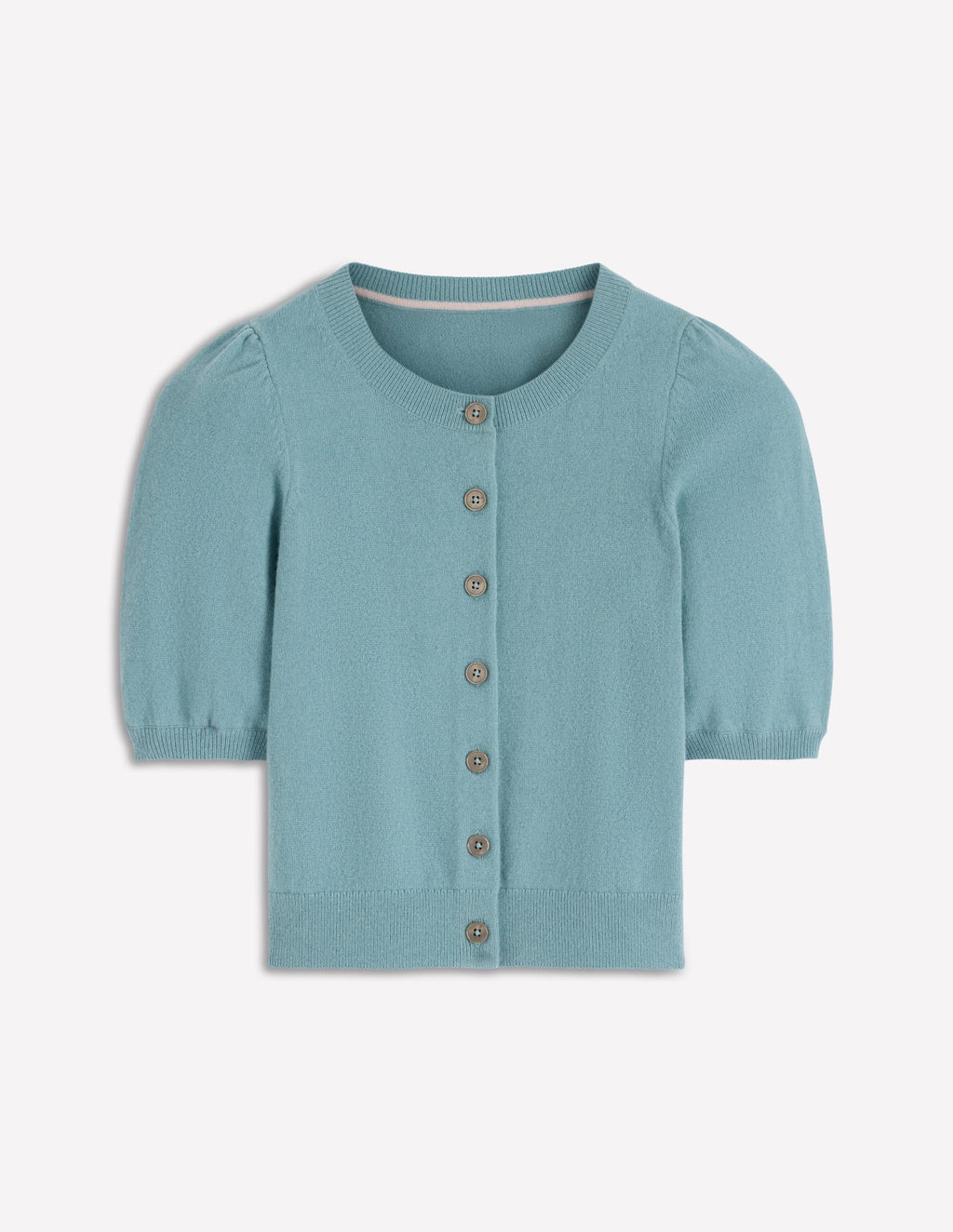 Cropped Cashmere Cardigan-Misty Blue