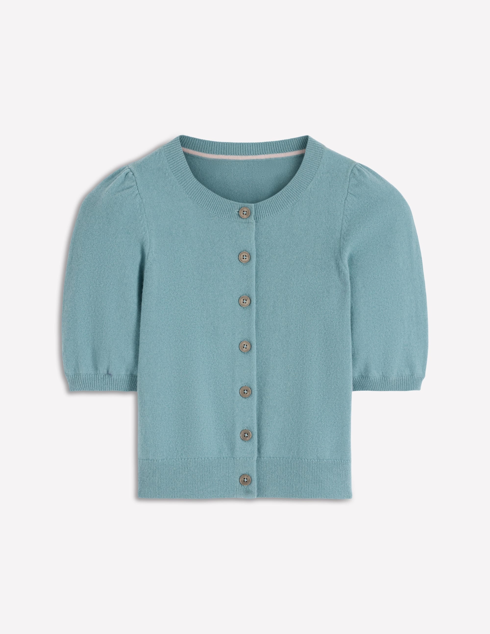 Cropped Cashmere Cardigan-Misty Blue