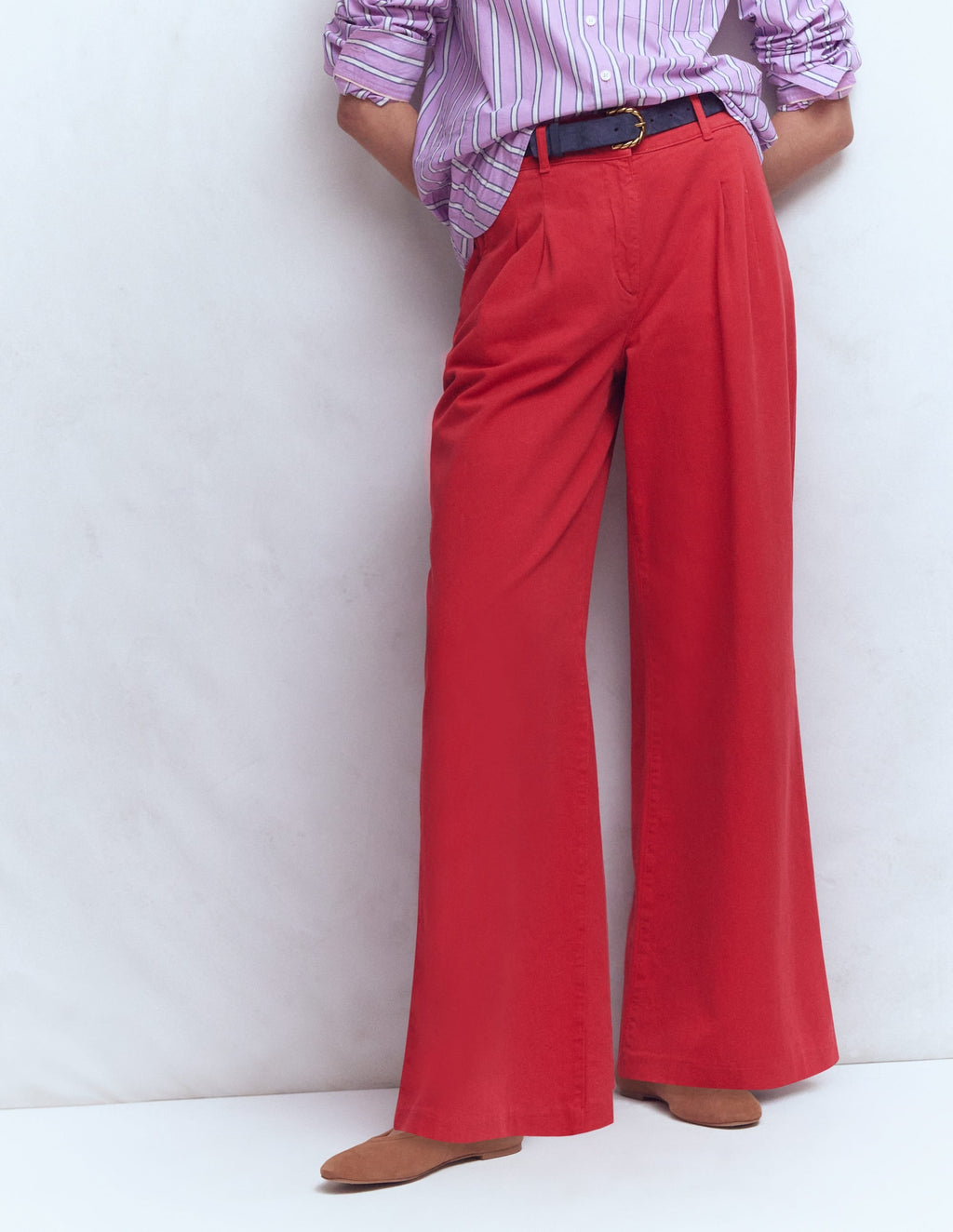 Kensington Wide Leg Pants-Poppy Red
