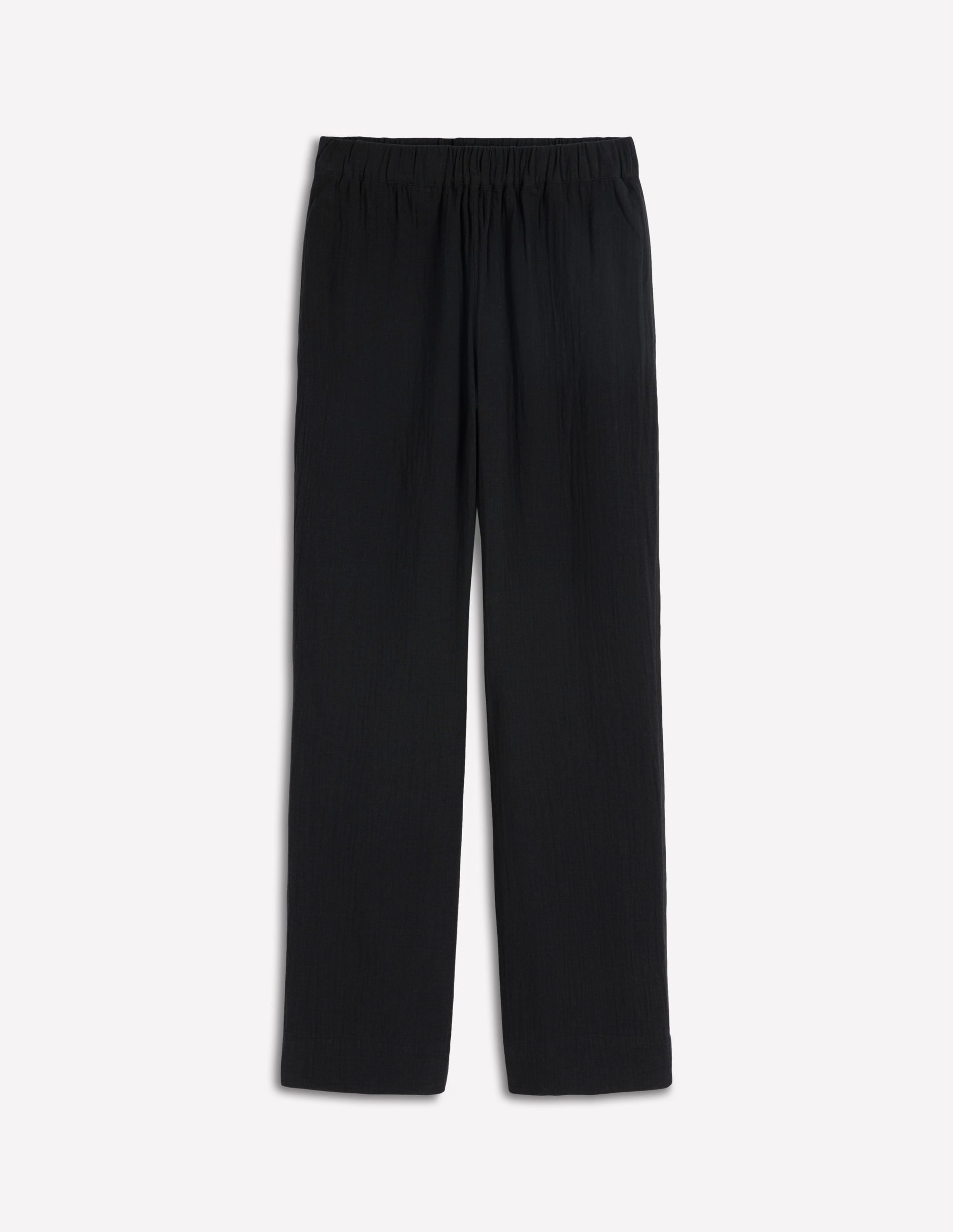 Pull On Double Cloth Pants-Black