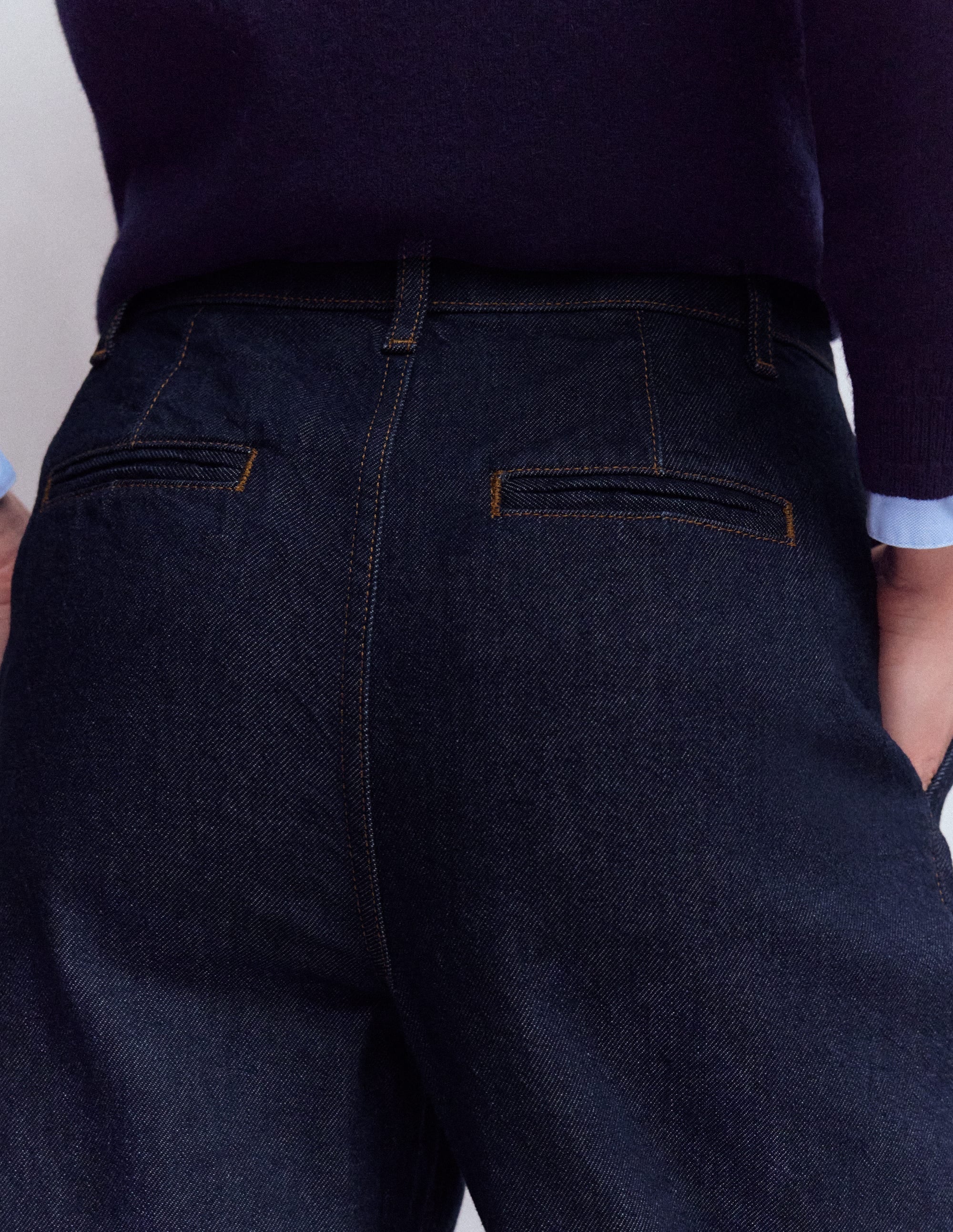 Pleated Wide Leg Jeans-Indigo Rinse