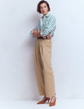 Pleat Barrel Leg Pants-Stone