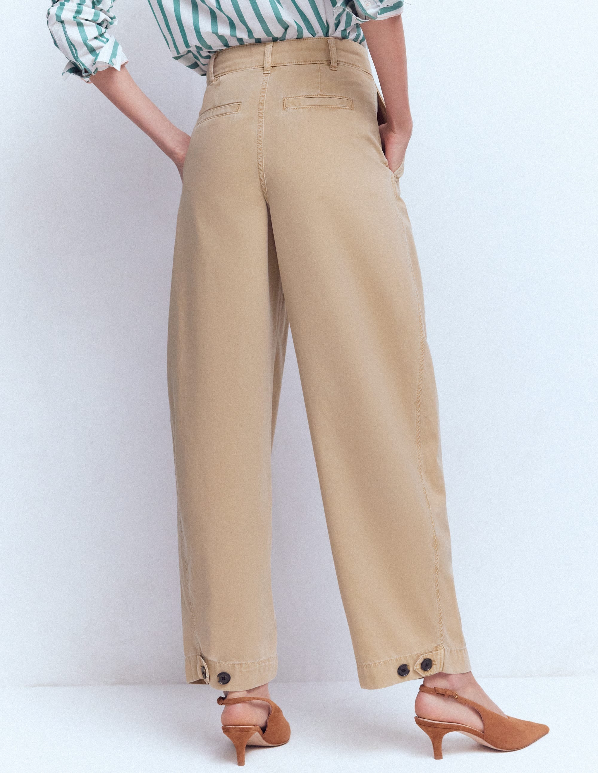 Pleat Barrel Leg Pants-Stone