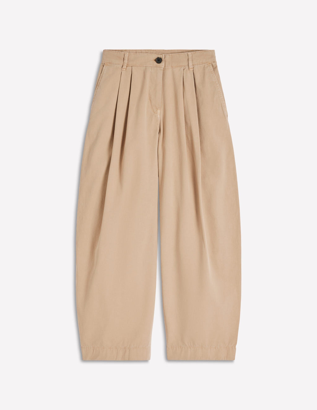 Pleat Barrel Leg Pants-Stone
