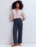 Barrel Leg Chino Pants-Navy