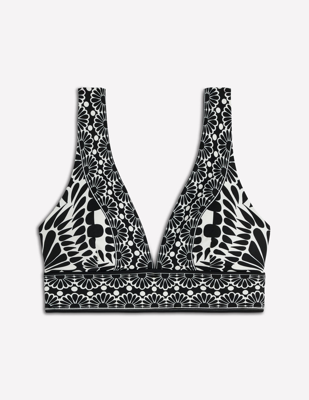 Porto V-neck Bikini Top-Black, Geo stamp