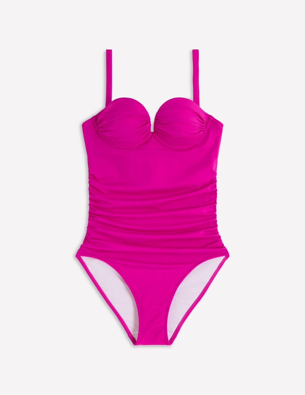Pleated Cup Swimsuit-Bright Fuchsia