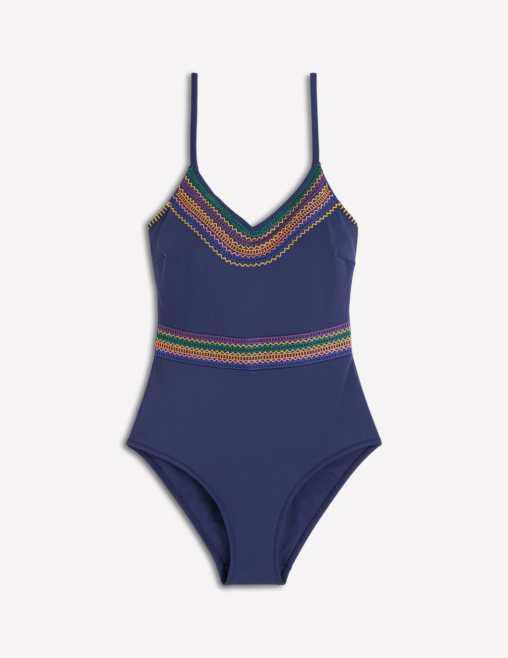 Interest Trim Swimsuit-Navy, Contrast Trim