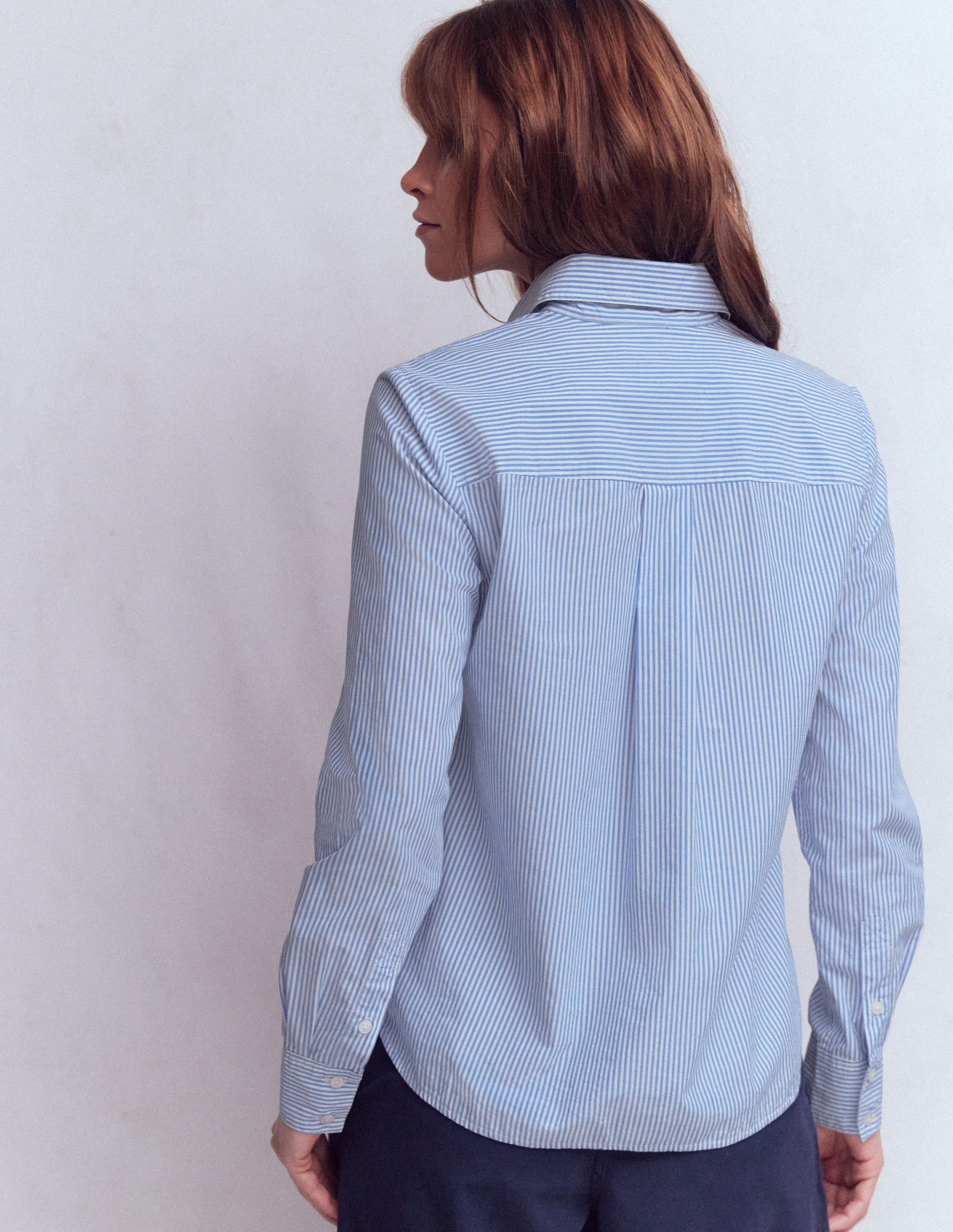 Sienna Cotton Shirt-Bright Blue Fine Stripe
