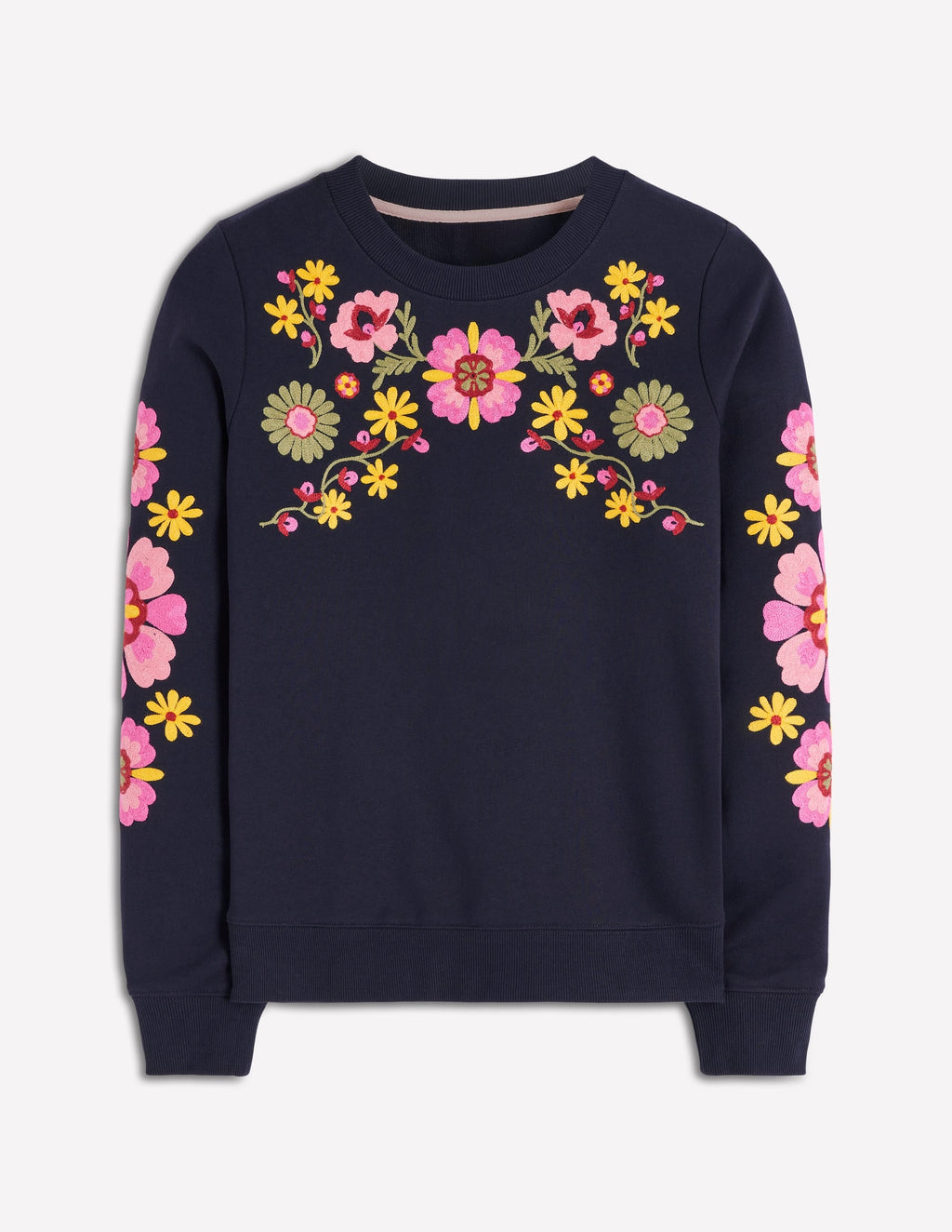 Hannah Embroidered Sweatshirt-Navy Multi Embroidery
