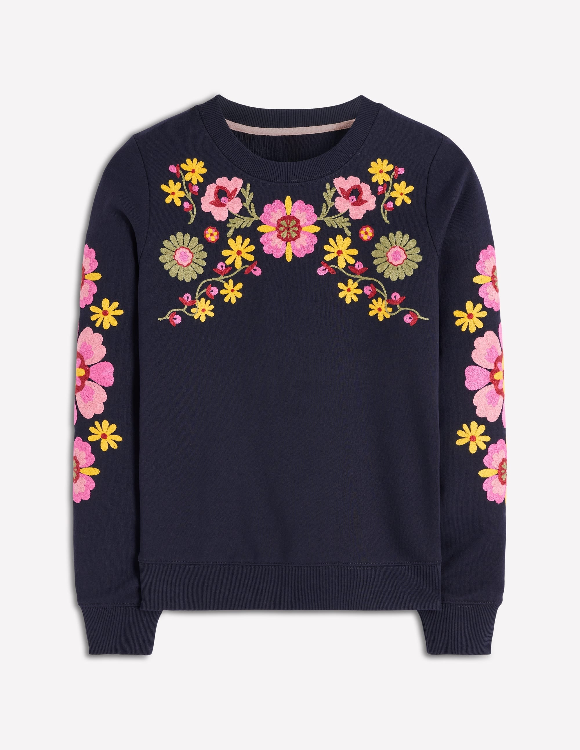 Hannah Embroidered Sweatshirt-Navy Multi Embroidery
