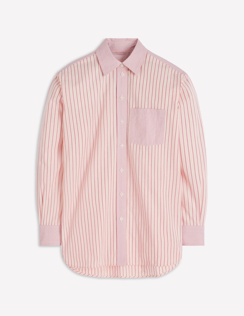 Sadie Relaxed Cotton Shirt-Pink Stripe Hotch