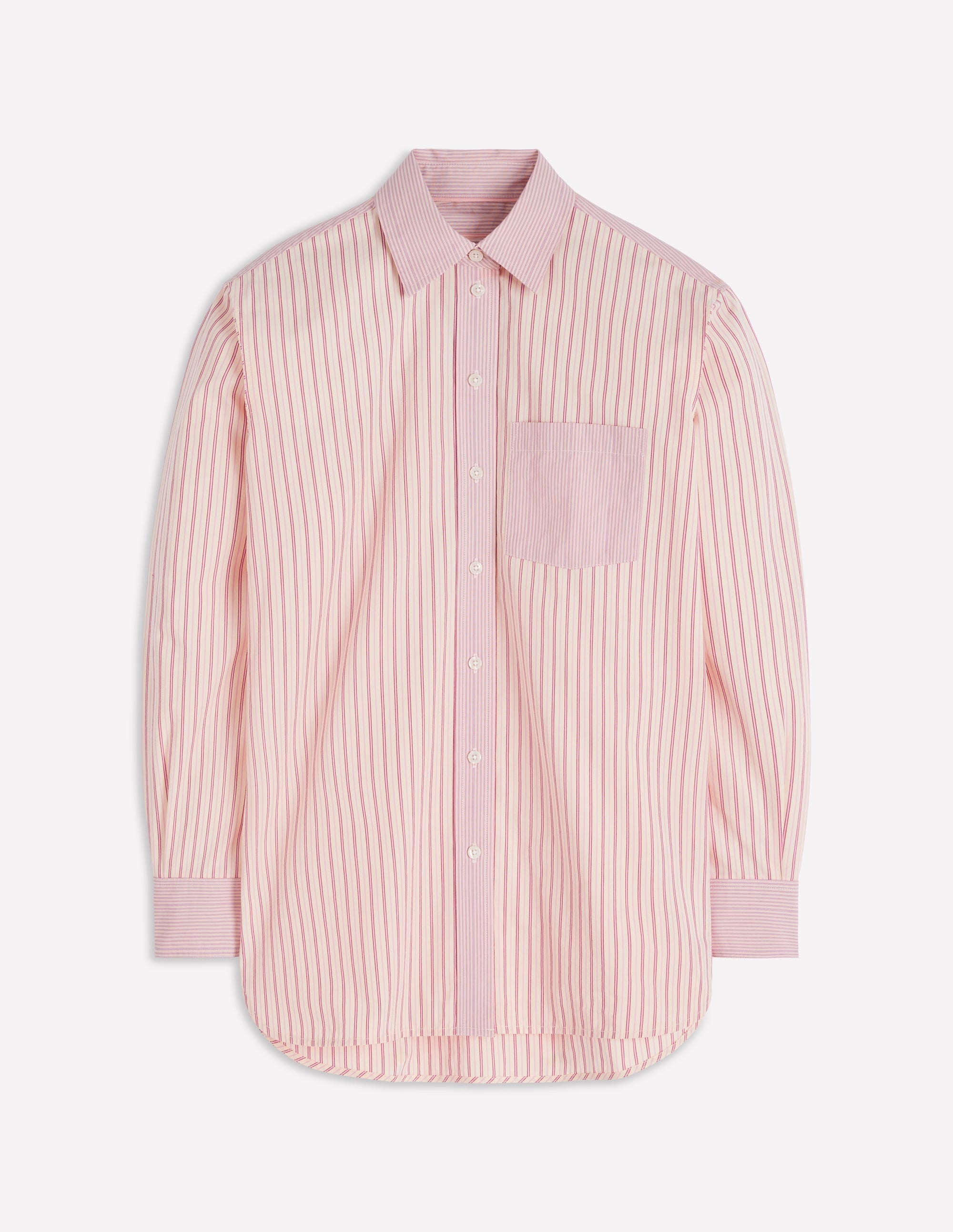 Sadie Relaxed Cotton Shirt-Pink Stripe Hotch
